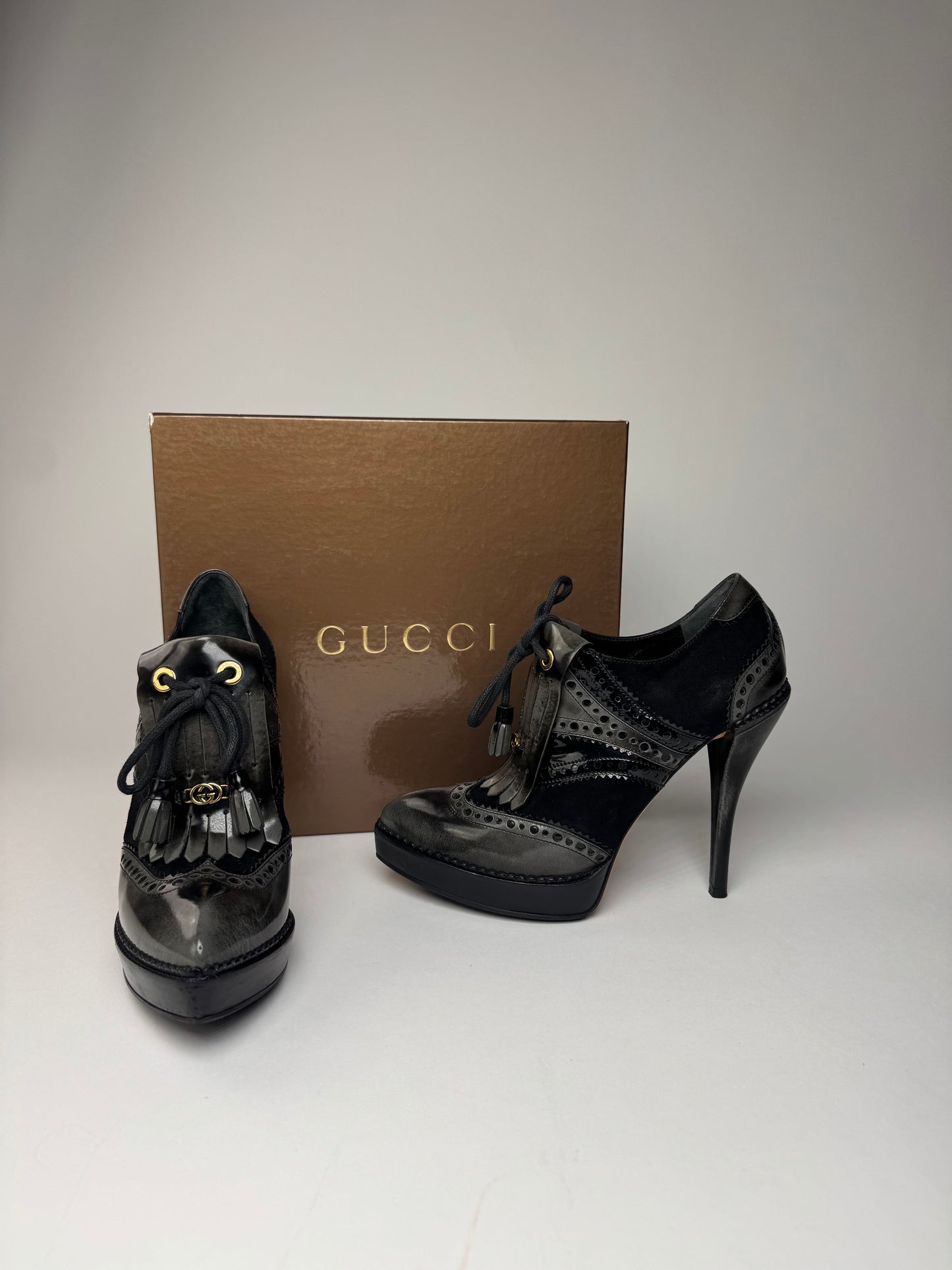 Vintage Gucci Heeled suede / patent Leather Boots EU37,5