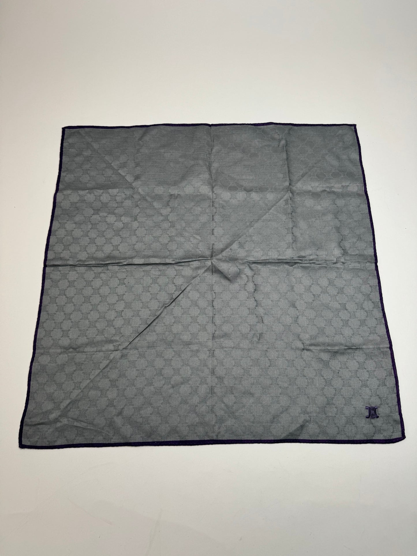 Vintage Celine Monogram Scarf Silver Blue
