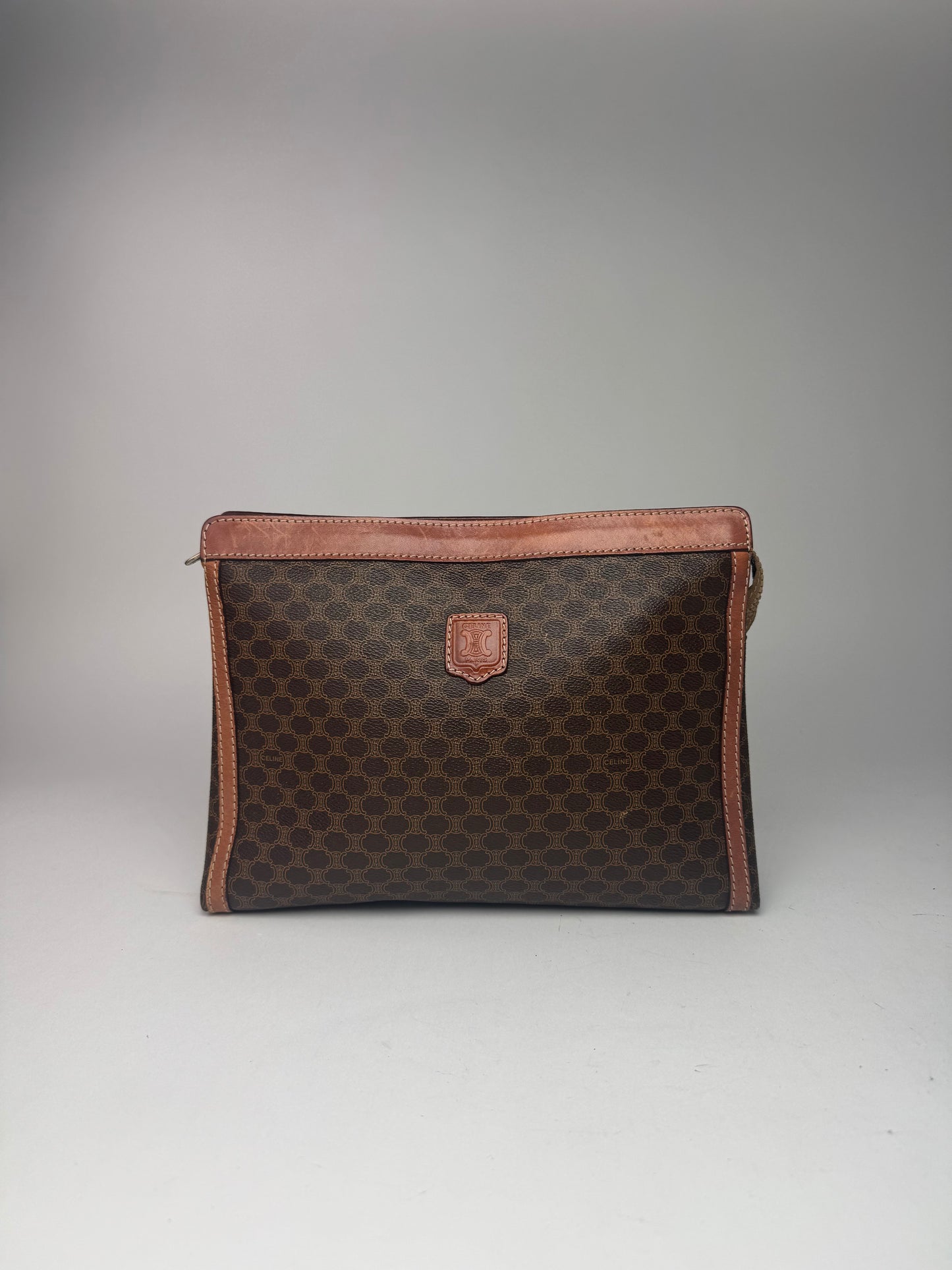 Pochette vintage en cuir monogramme Céline Paris marron