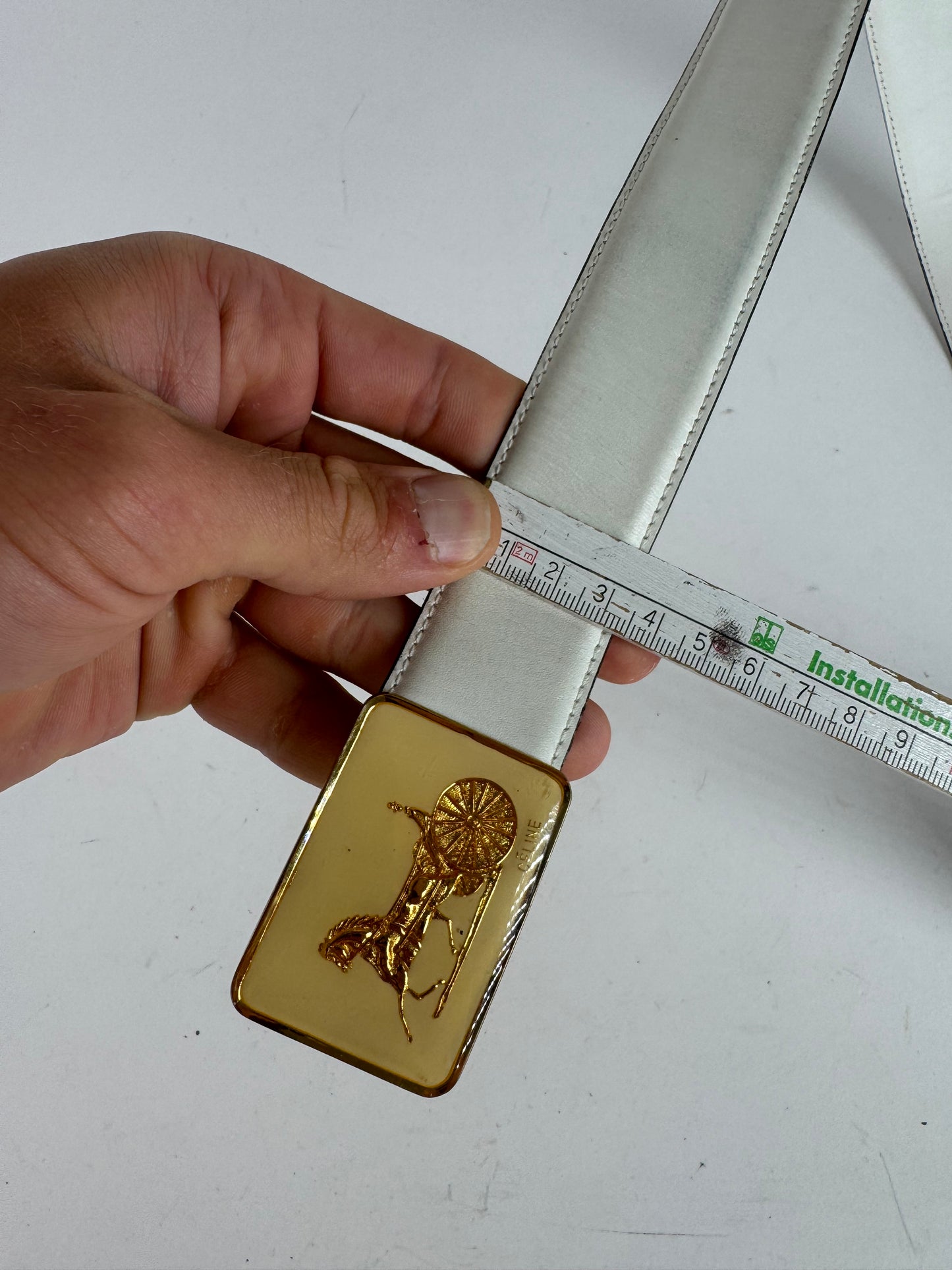Vintage Celine Leather belt white