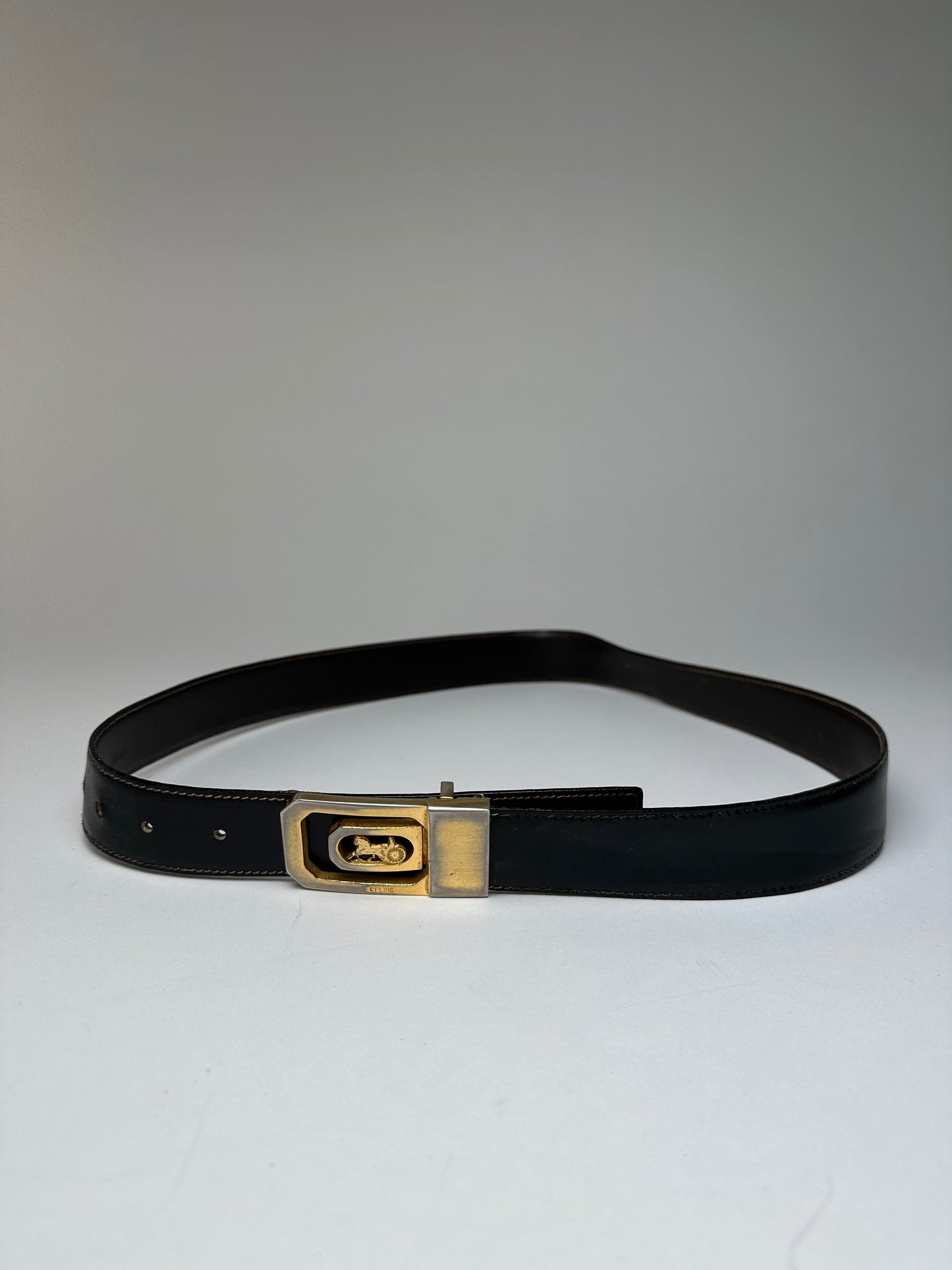 Vintage Celine Paris Leather Belt Black / Brown