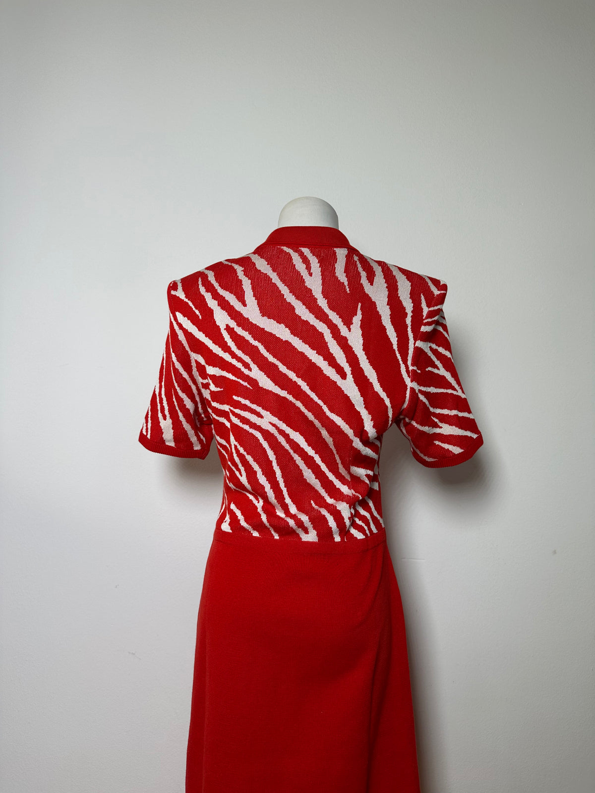 Vintage Yves Saint Laurent Knitted Zebra Dress Late 1990s Red White M