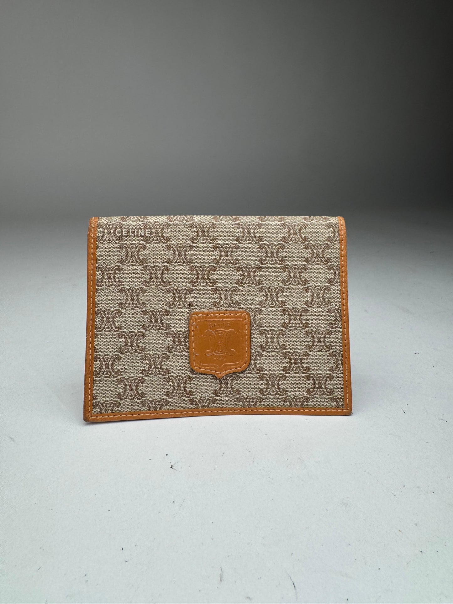 Vintage Celine Paris Leather monogram card holder beige