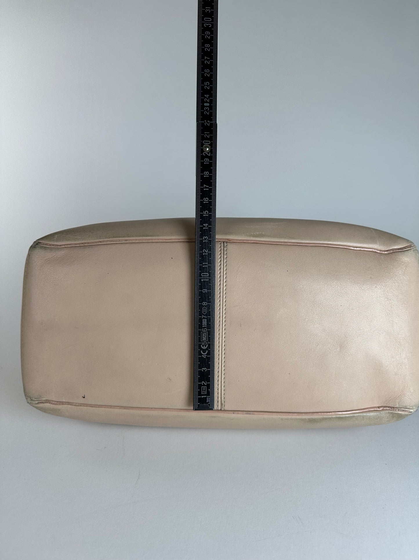 Vintage Celine Paris Leather Boogie Bag Beige Brown