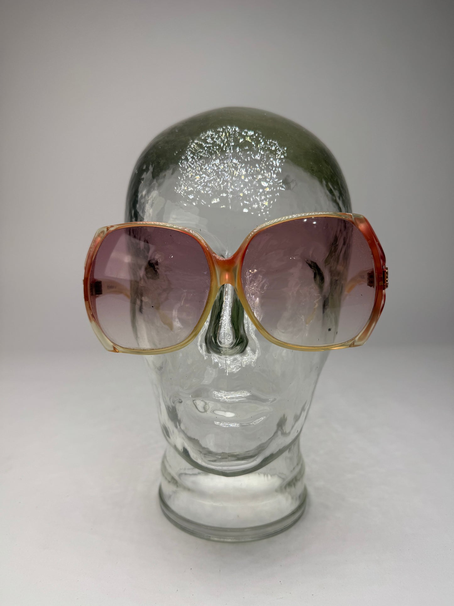 Vintage Yves Saint Laurent Oversized Sunglasses Beige Red