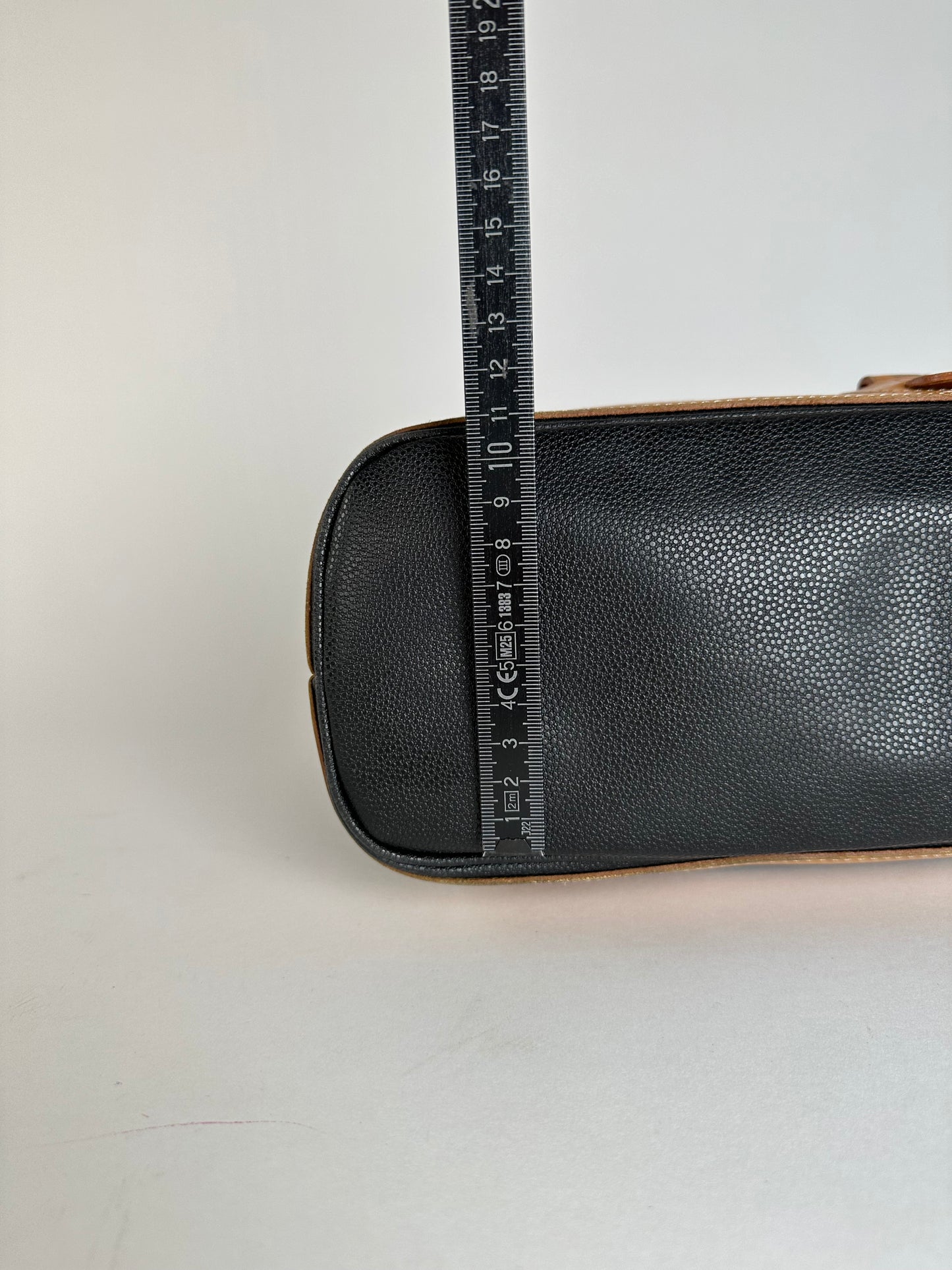 Vintage Courreges Paris Leather 2Way Handbag Black Brown