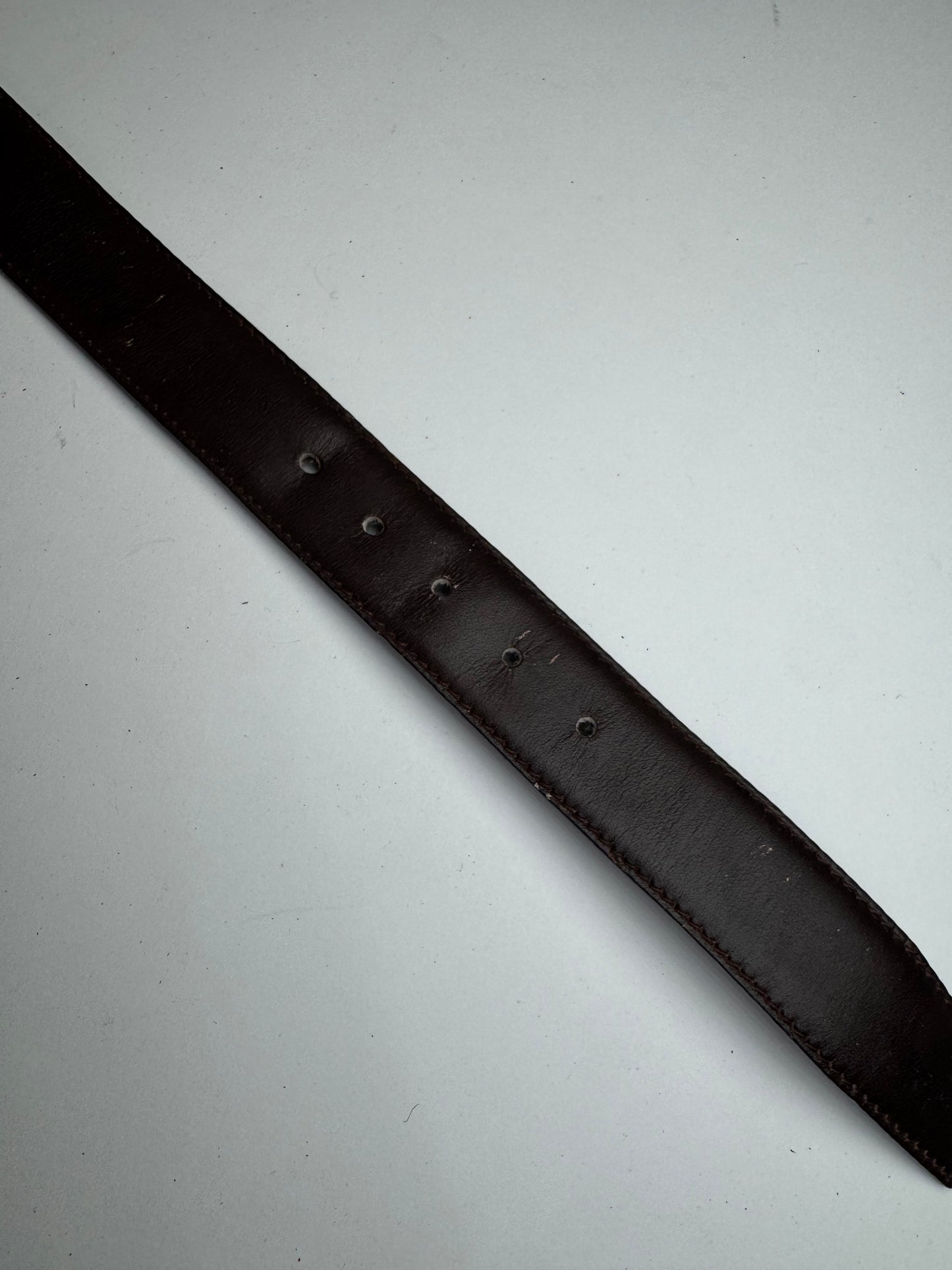 Vintage Celine Carriage Logo Leather belt Brown