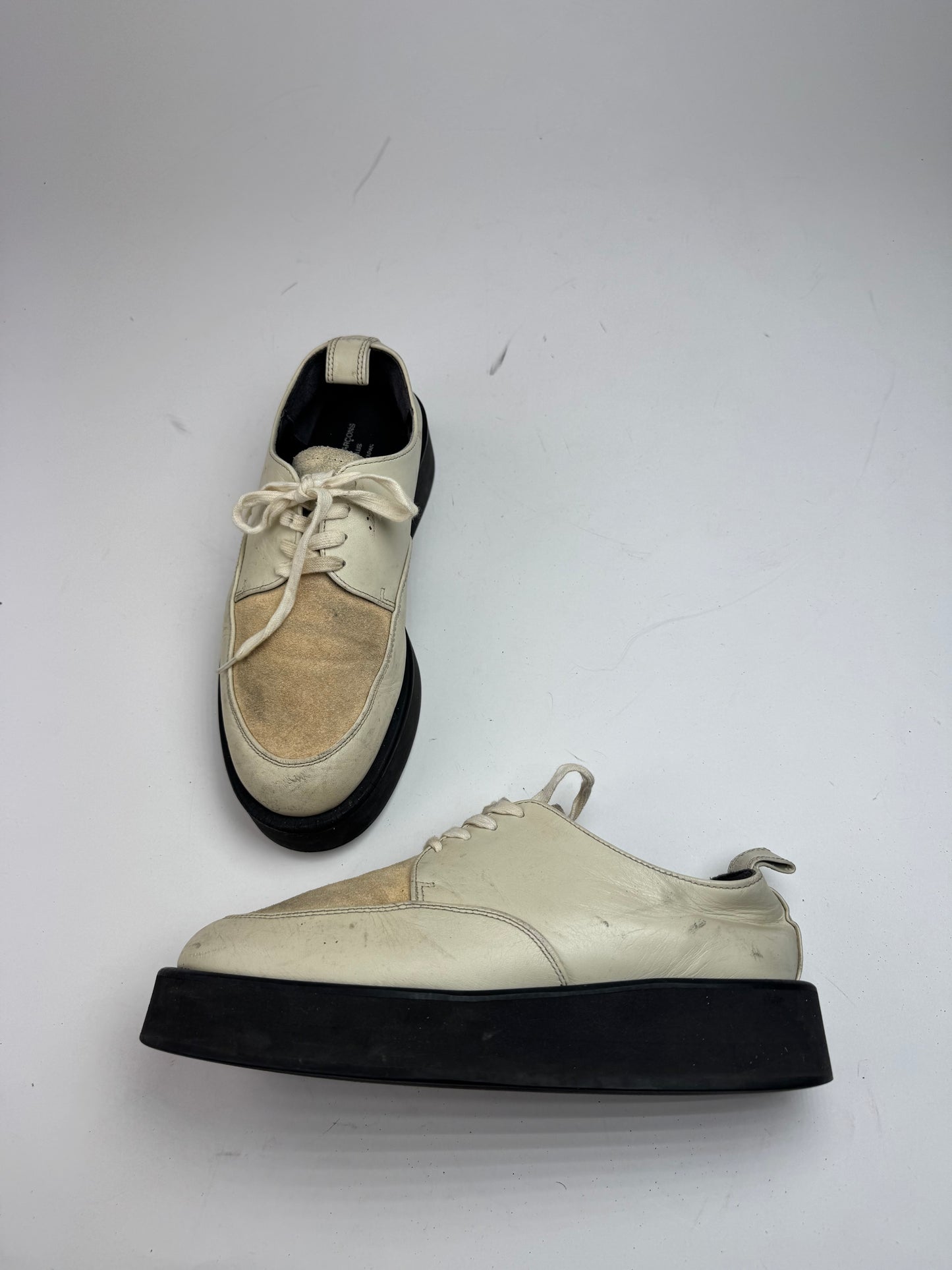 Vintage Comme Des Garçons Leather Suede Sneaker beige white black Men EU42