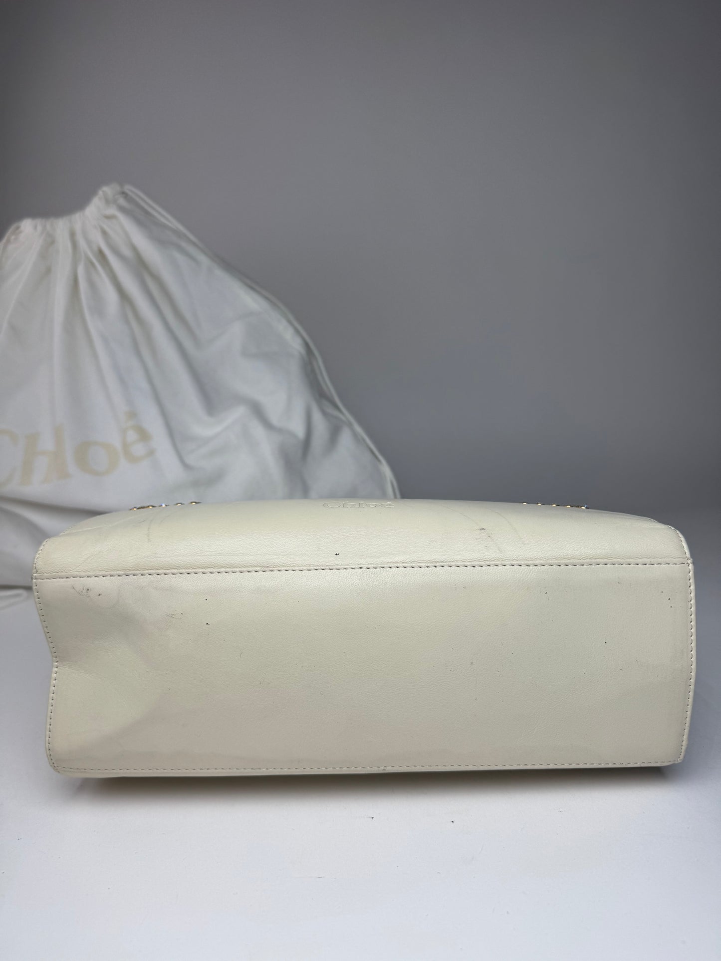 Vintage Chloe Leather Handbag Grey White