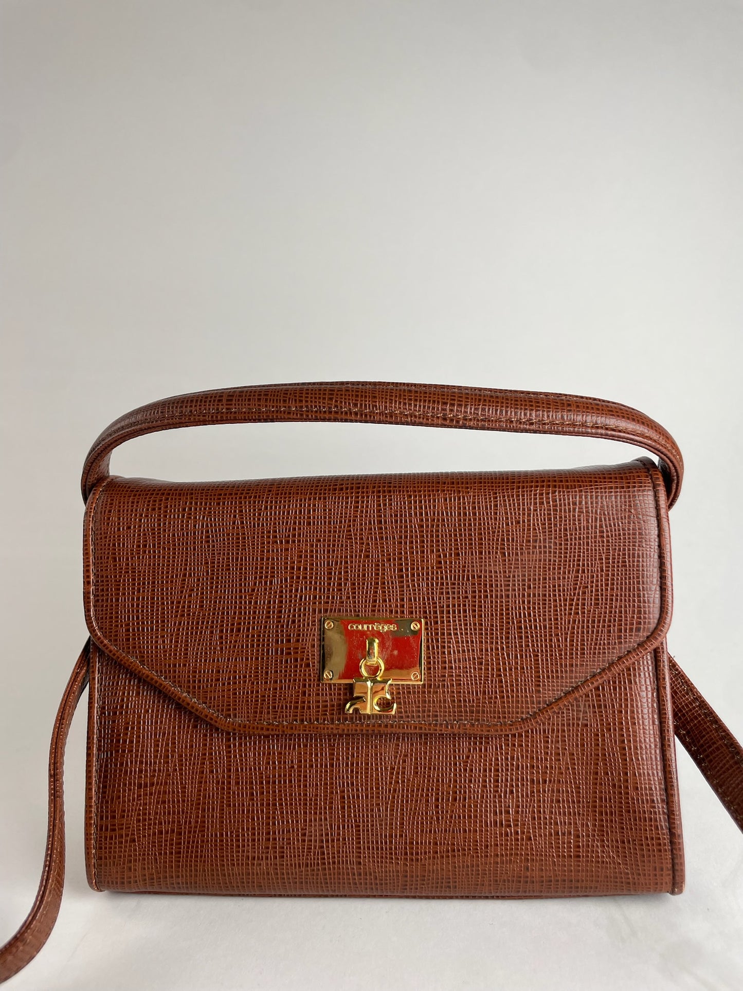 Vintage Courreges 2Way Leather Handbag Brown