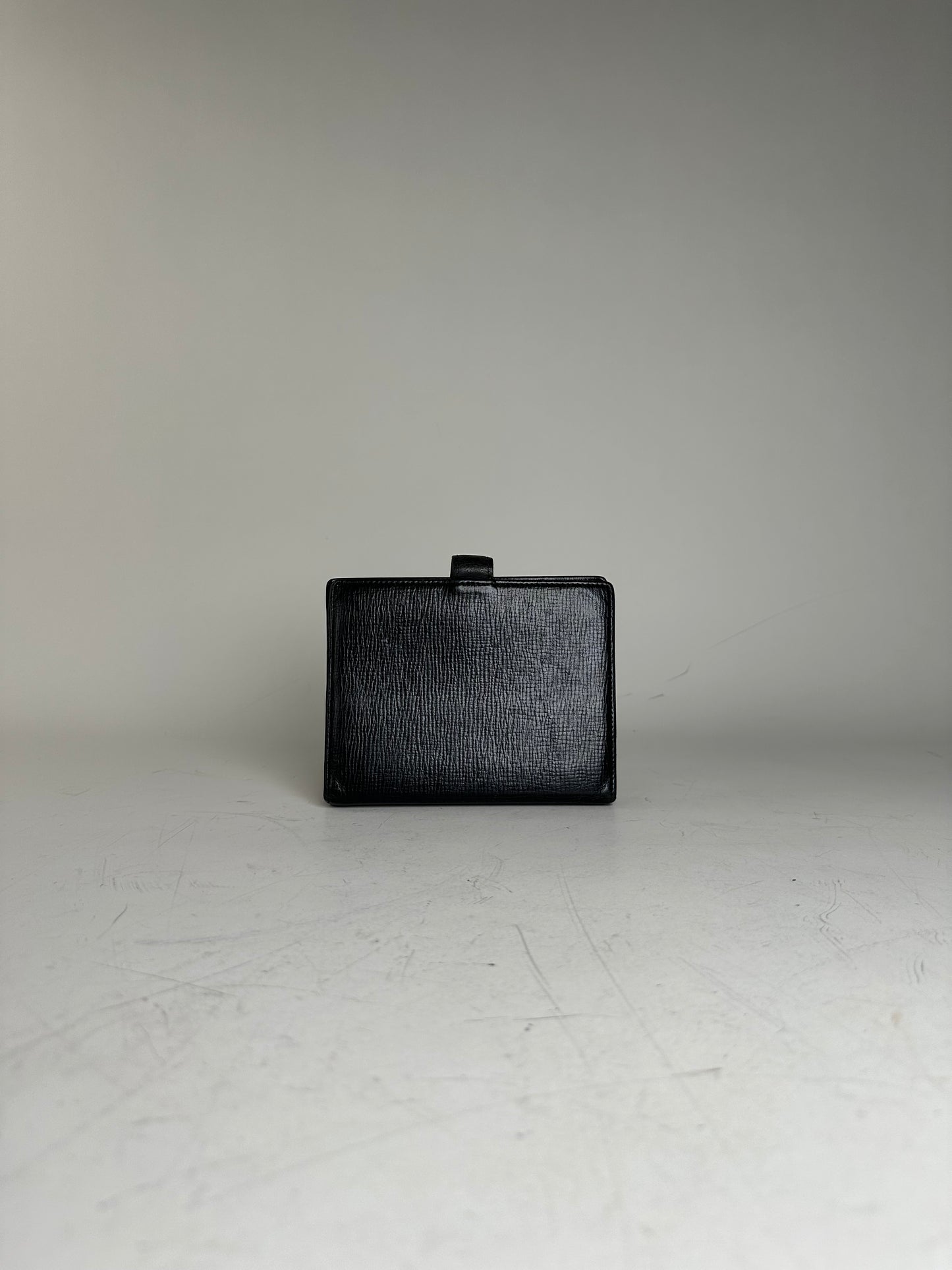 Vintage Loewe Leather Card Holder Black Gold-tone