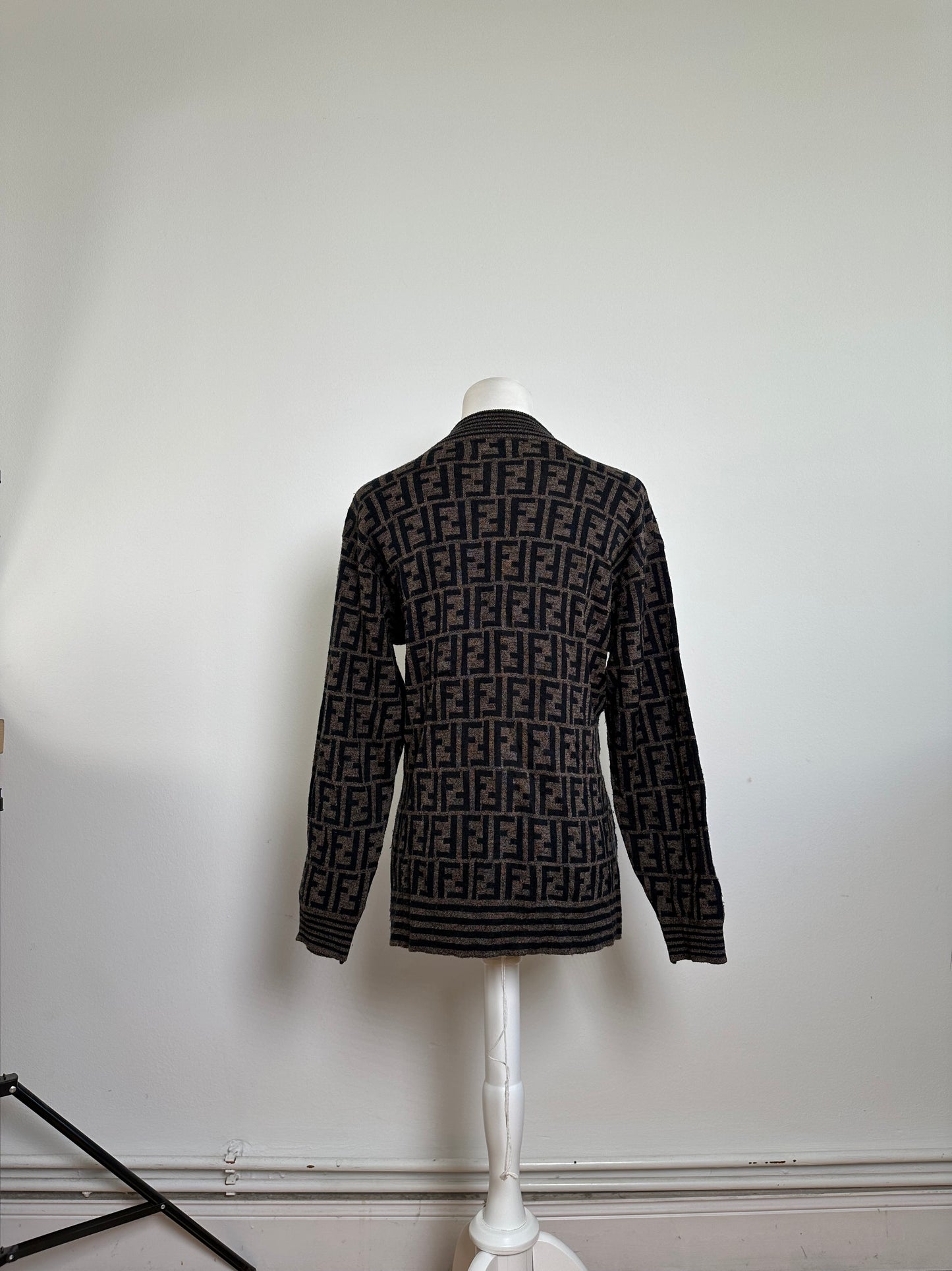Fendi Iconic FF Monogram Knit Sweater Brown