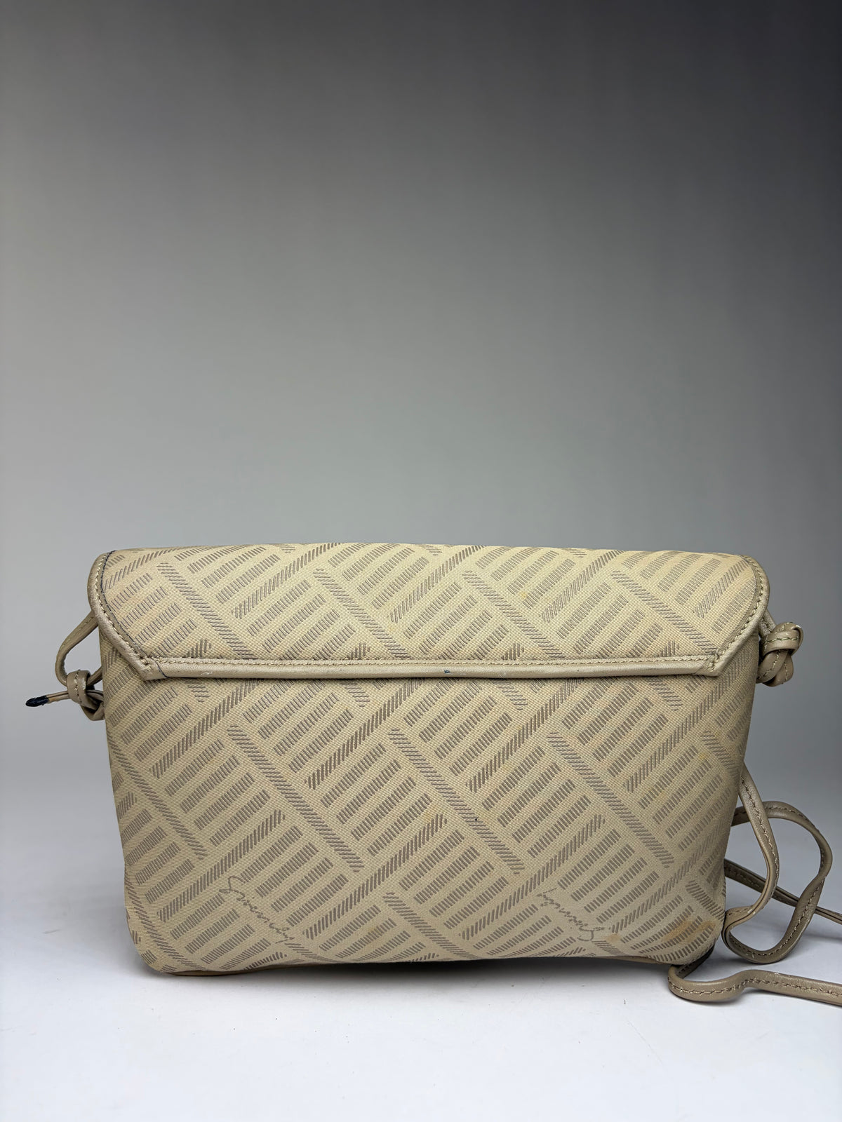 Vintage Givenchy 4G Monogram Flap Crossbody Bag Late 1980s Beige