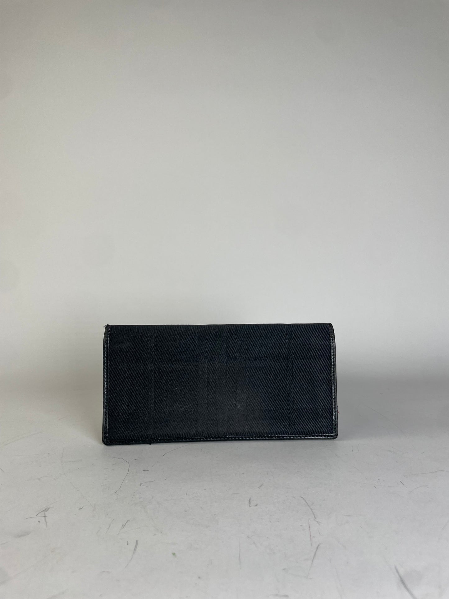 Vintage Burberry Canvas Leather Wallet Black Silver