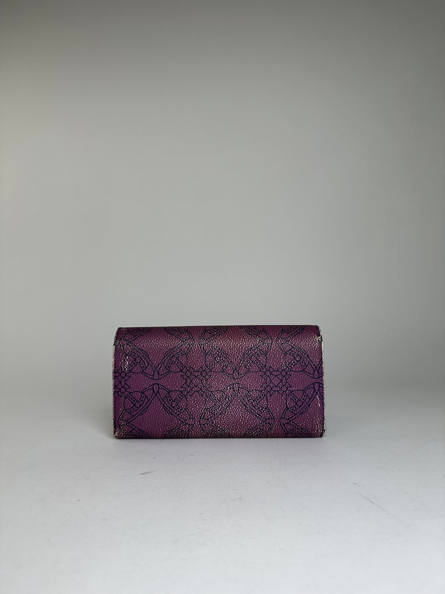 Vintage Westwood Leather Wallet Purple Intricate Pattern