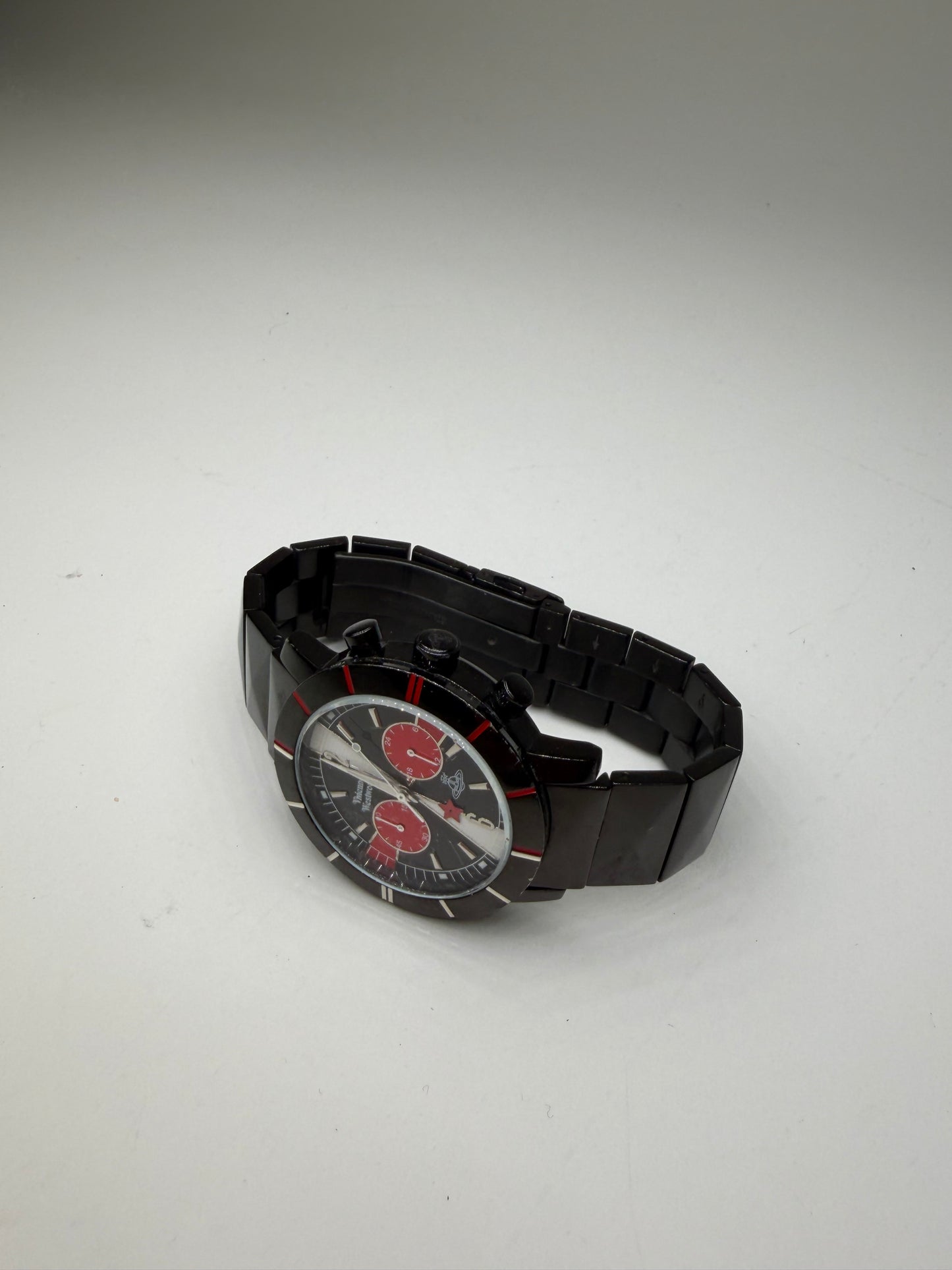 Vintage Vivienne Westwood Stainless Steel Rubber Watch Black Red