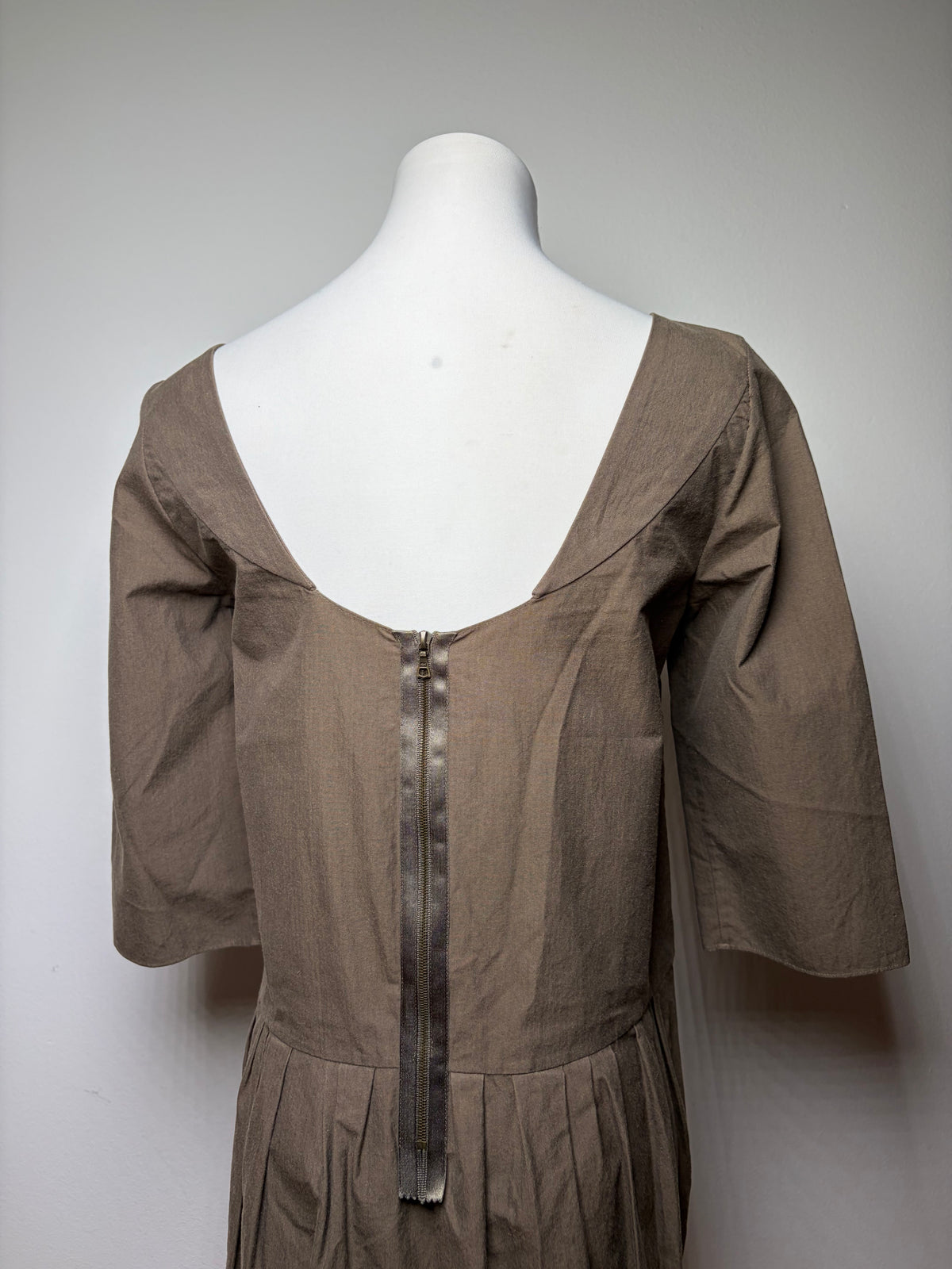 Vintage Marni Structured Cotton Midi Dress Brown c. Mid-2000s M