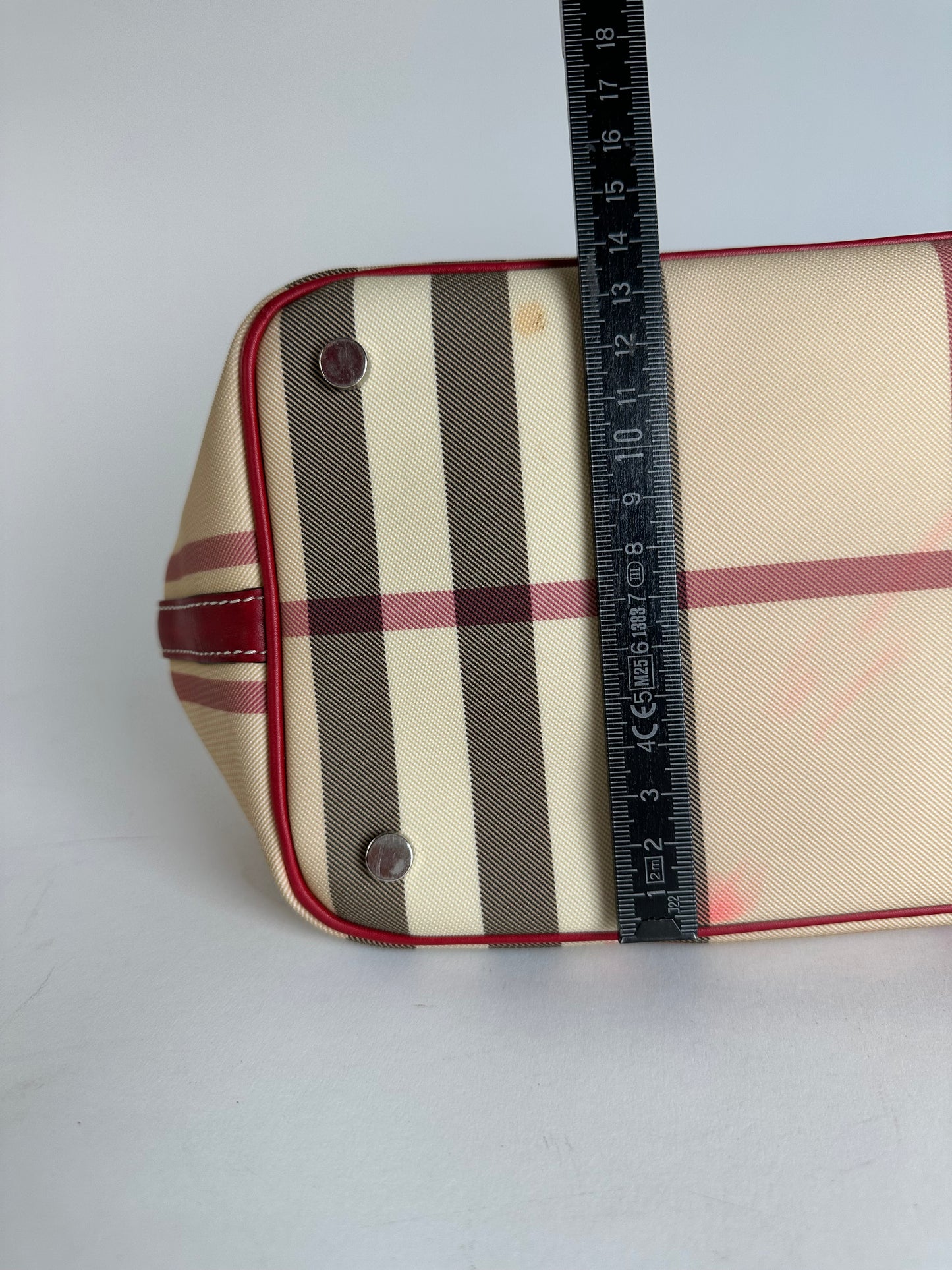 Vintage Burberry Nova Check Handbag Beige Red