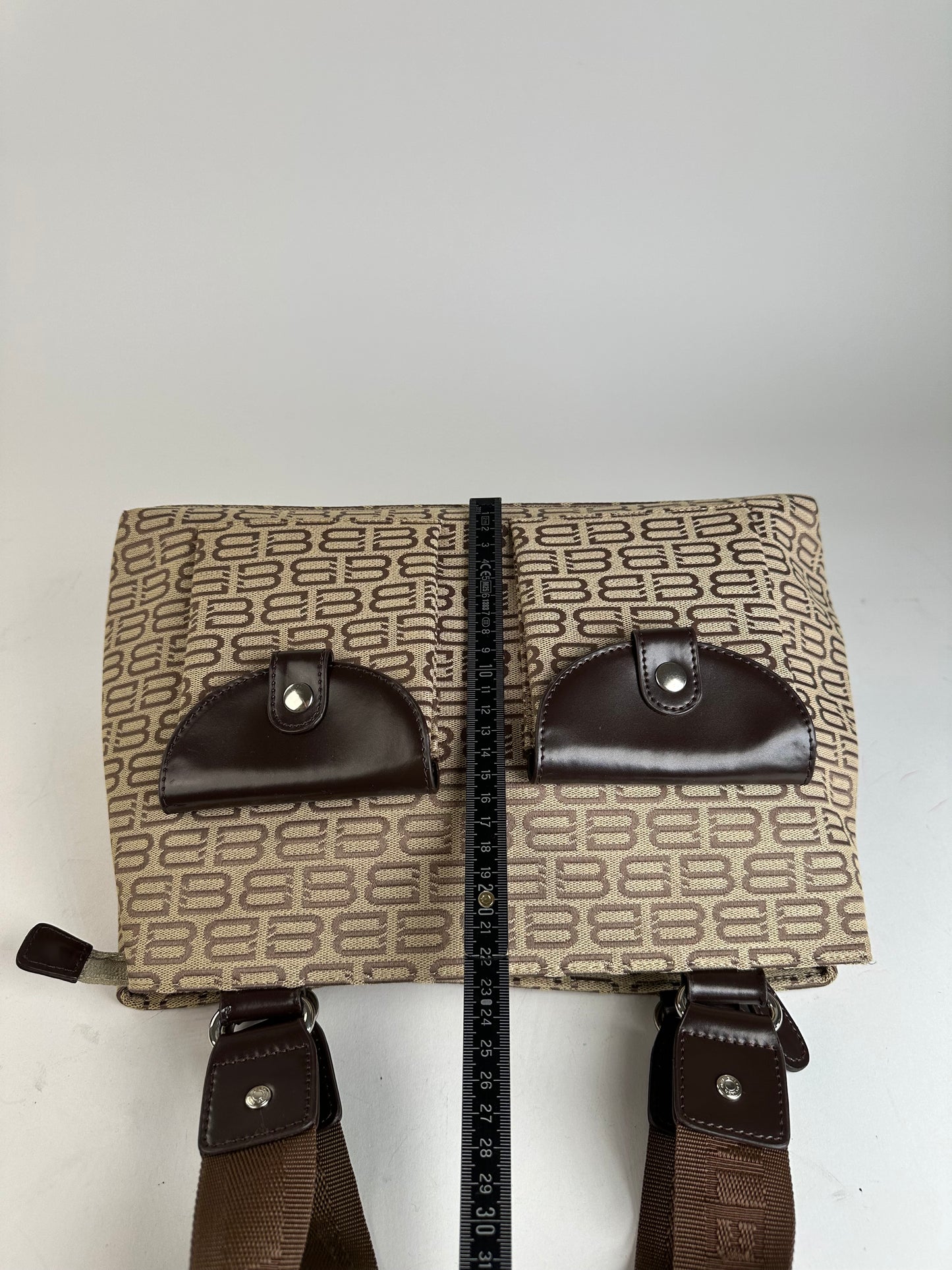 Balenciaga Beige Canvas Leather Monogram Tote Bag