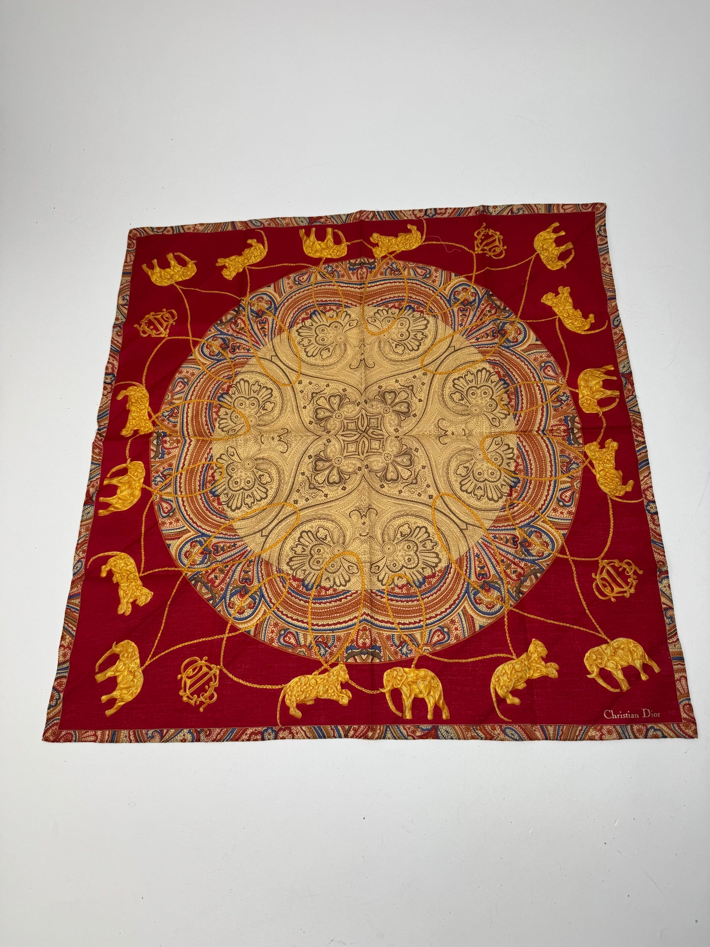 Vintage Dior Scarf Red Gold