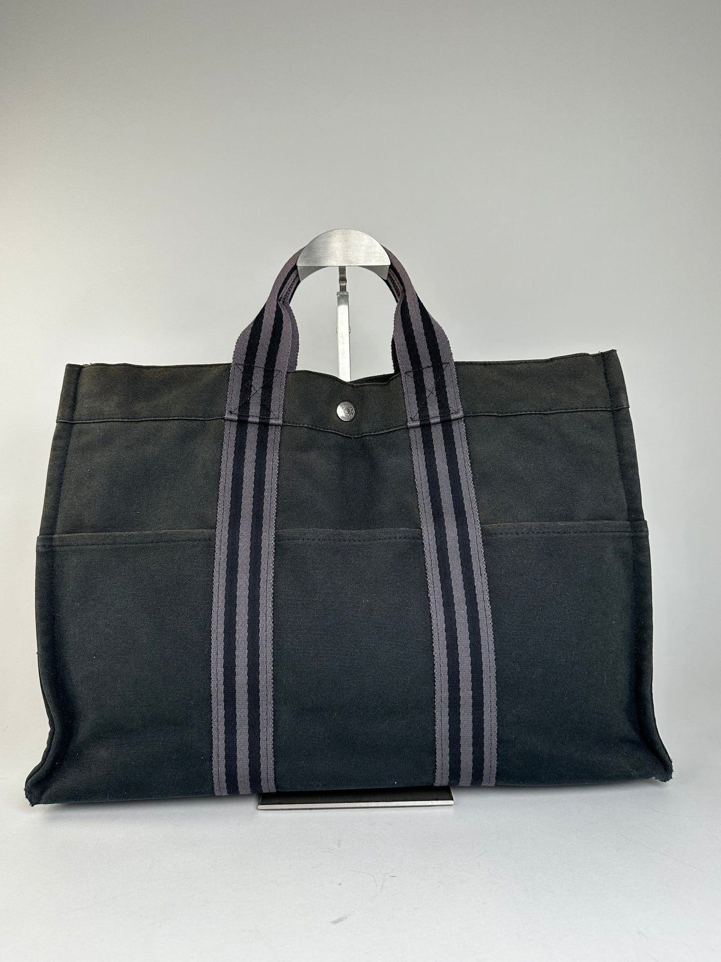 Vintage Hermes Cotton Tote Bag Black