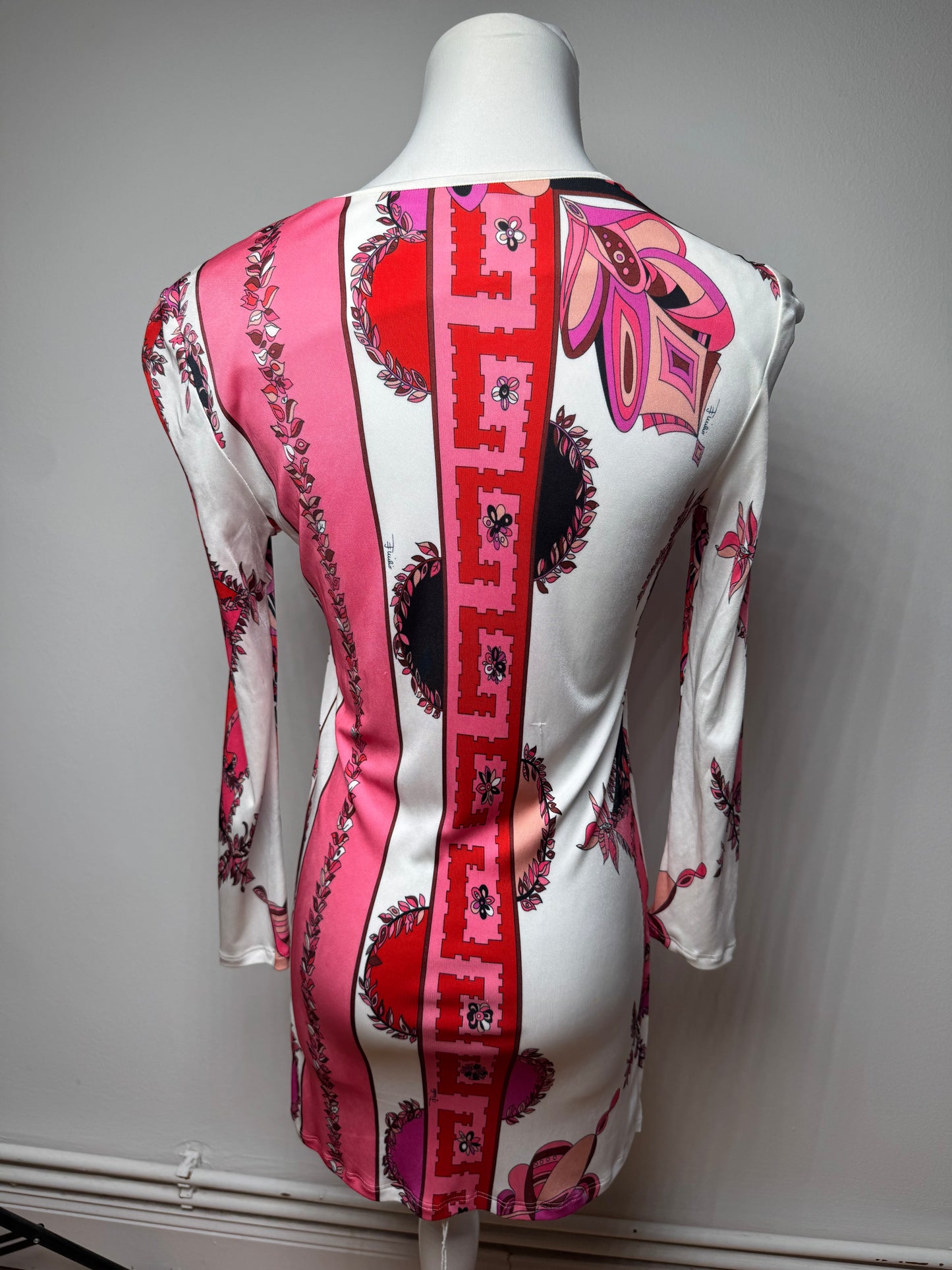 Vintage Emilio Pucci Abstract Dress / Top Red White XS