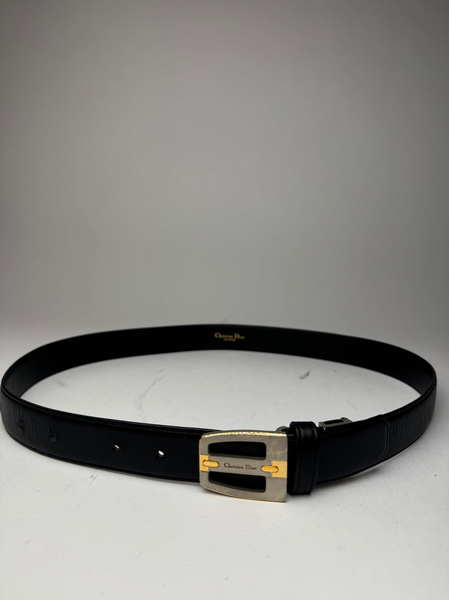 Vintage Dior Leather Belt Black