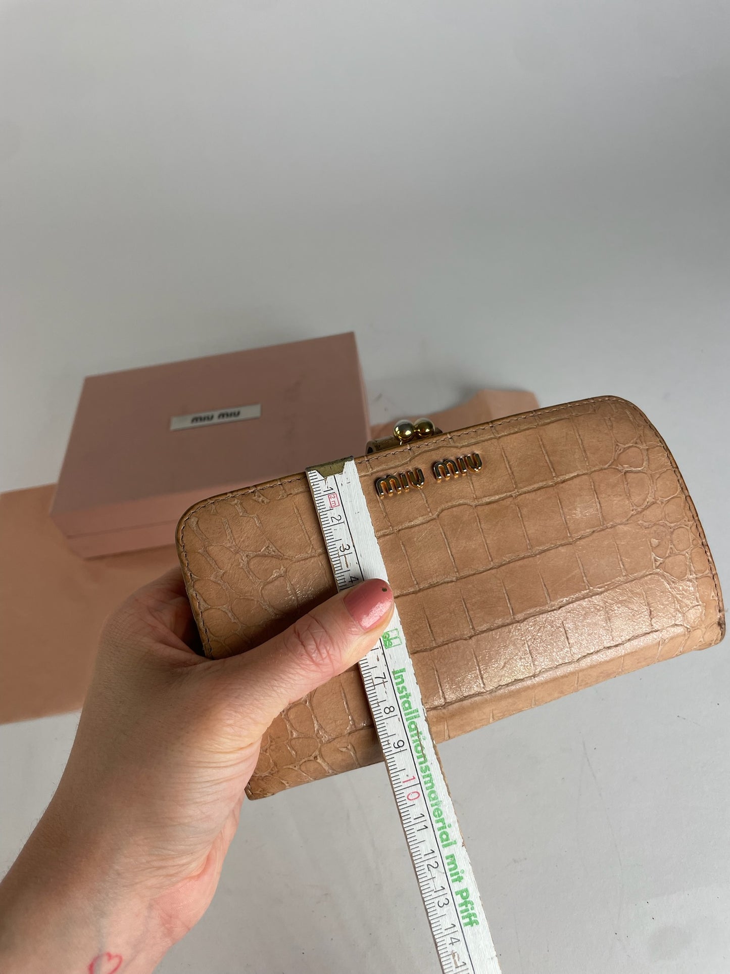 Vintage Miu Miu Crocodile Emblossed Leather Wallet Brown