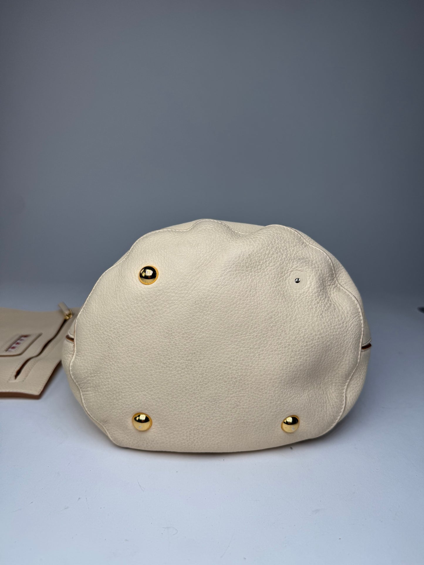 Vintage Marni Leather Bucket Bag Beige Black