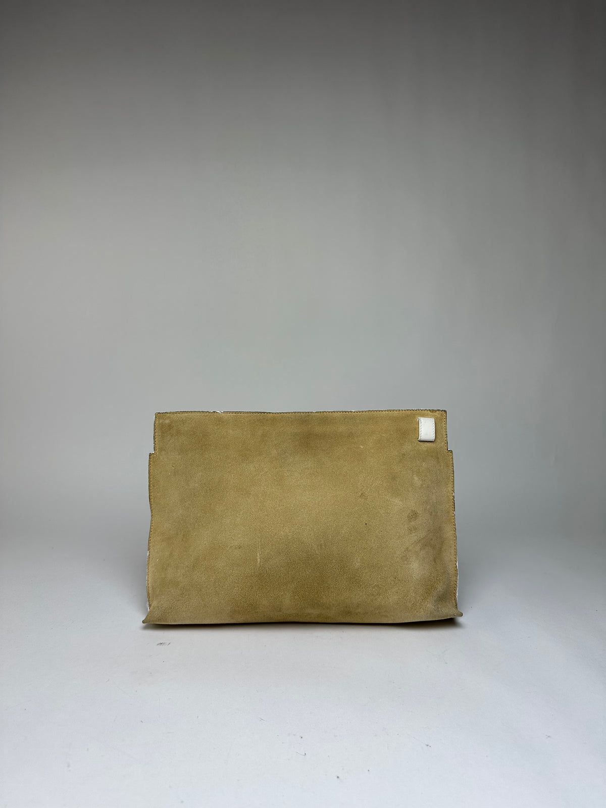 Vintage Loewe Suede-Like Zip Clutch c. Late 2000s Beige
