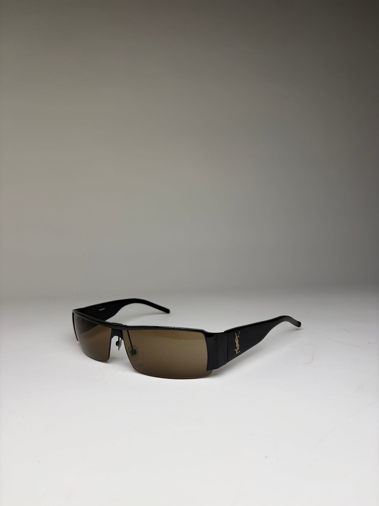 Vintage Yves Saint Laurent Logo Sunglasses Black Brown Gradient