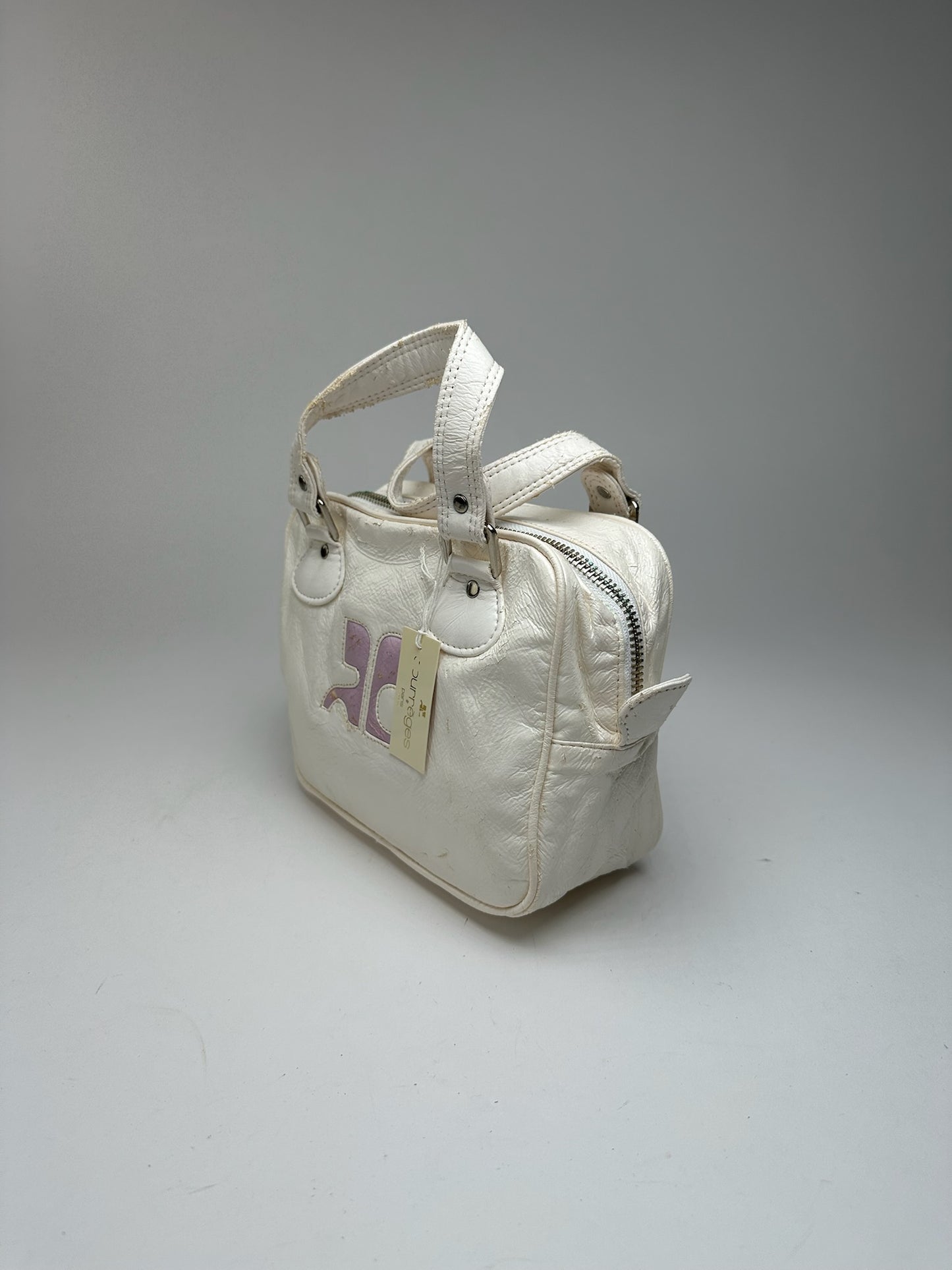 Sac Courreges vintage en cuir verni blanc neuf