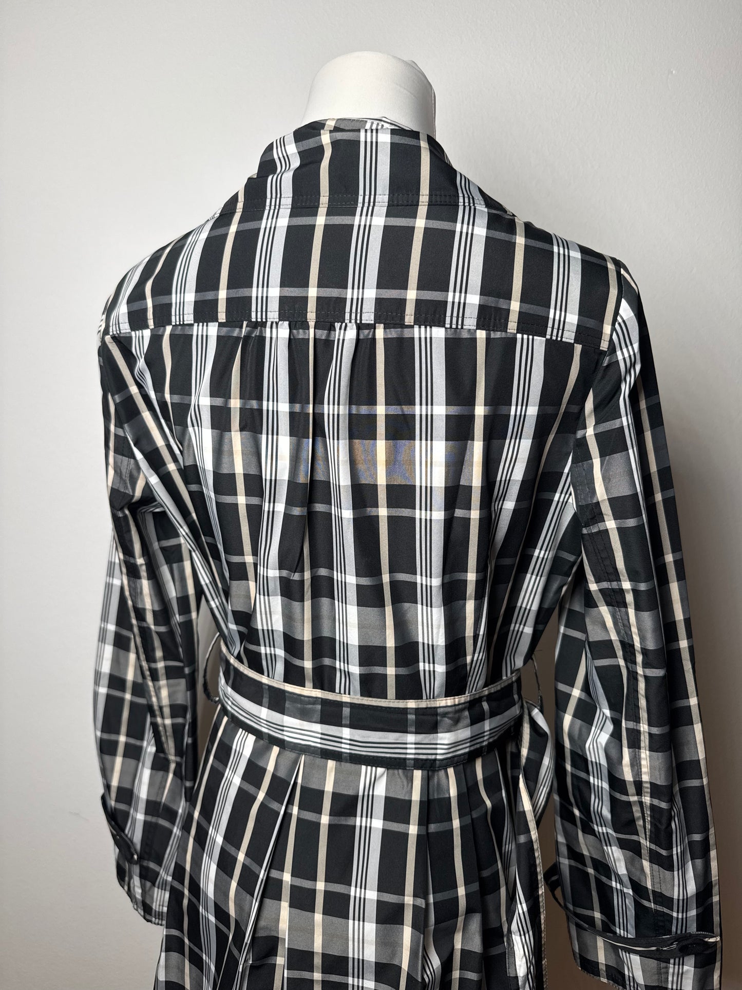 Vintage Courreges Trenchcoat black White Checked 36/S