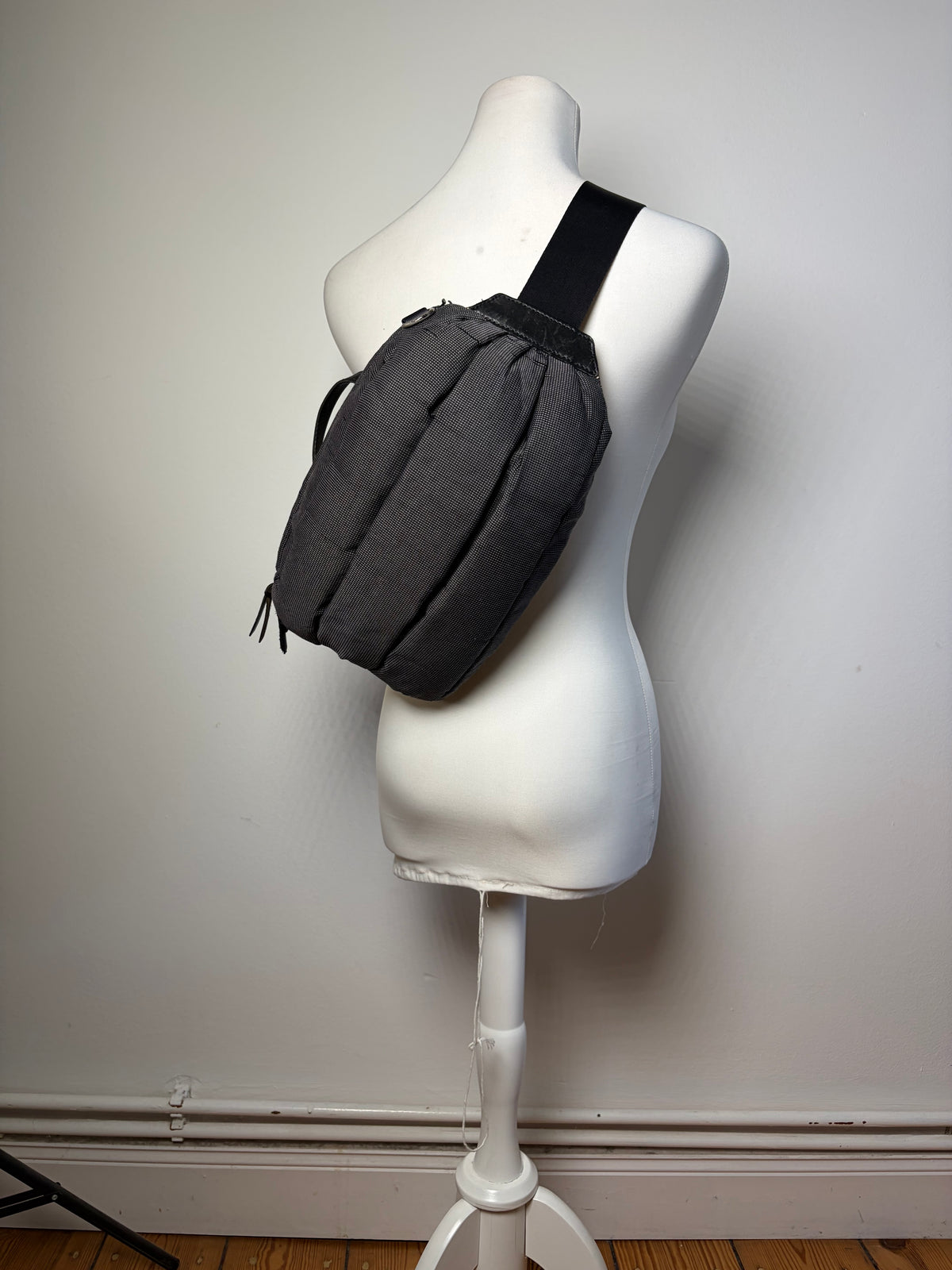 Vintage Issey Miyake Textured Nylon Sling Bag Black