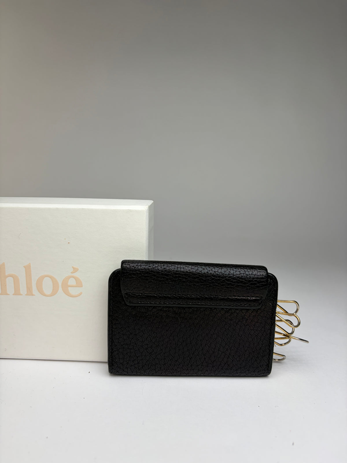 Vintage Chloé Padlock Leather Key Holder c. 2005 Black Gold
