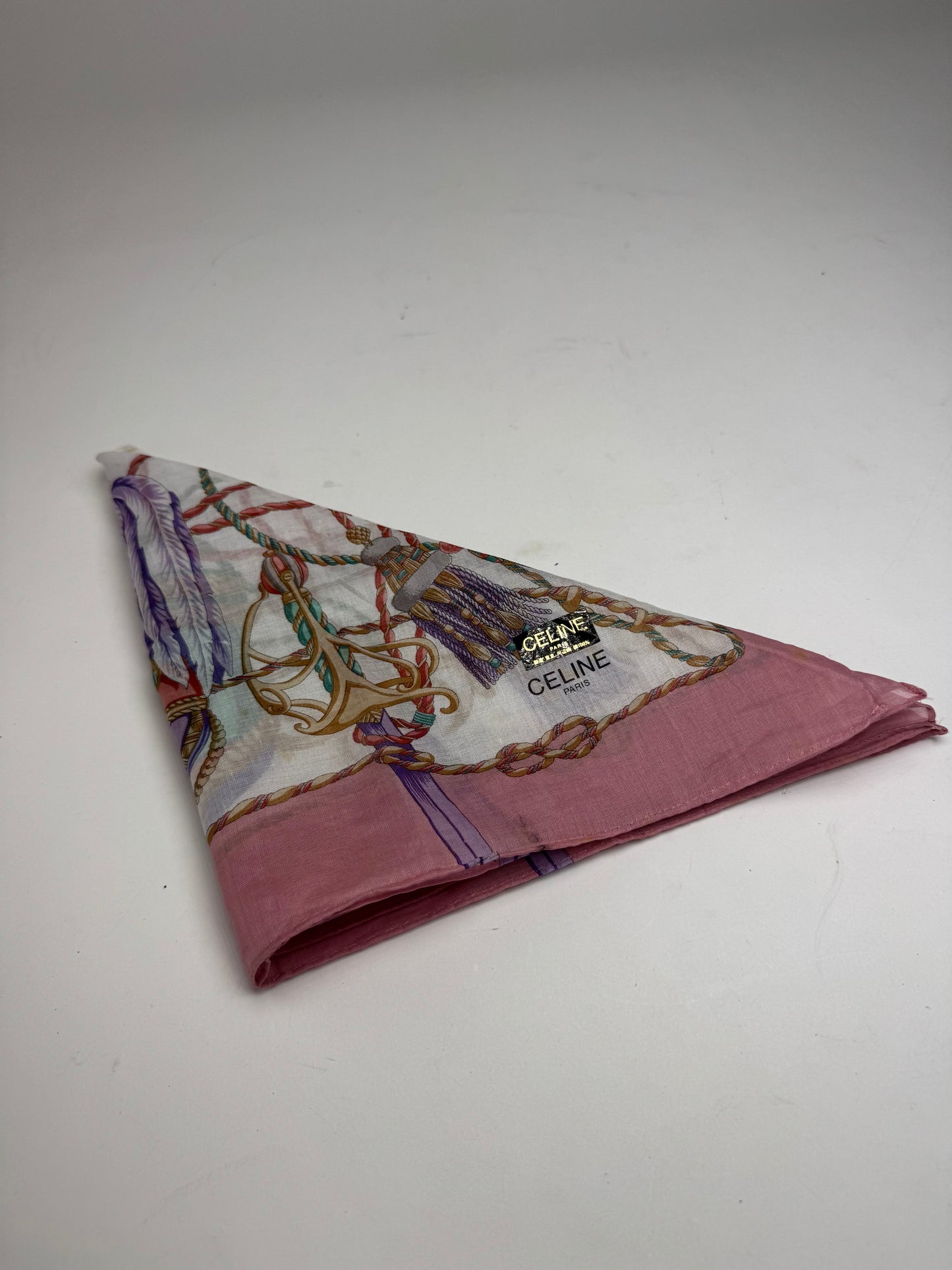 Vintage Celine Scarf Grey White pink