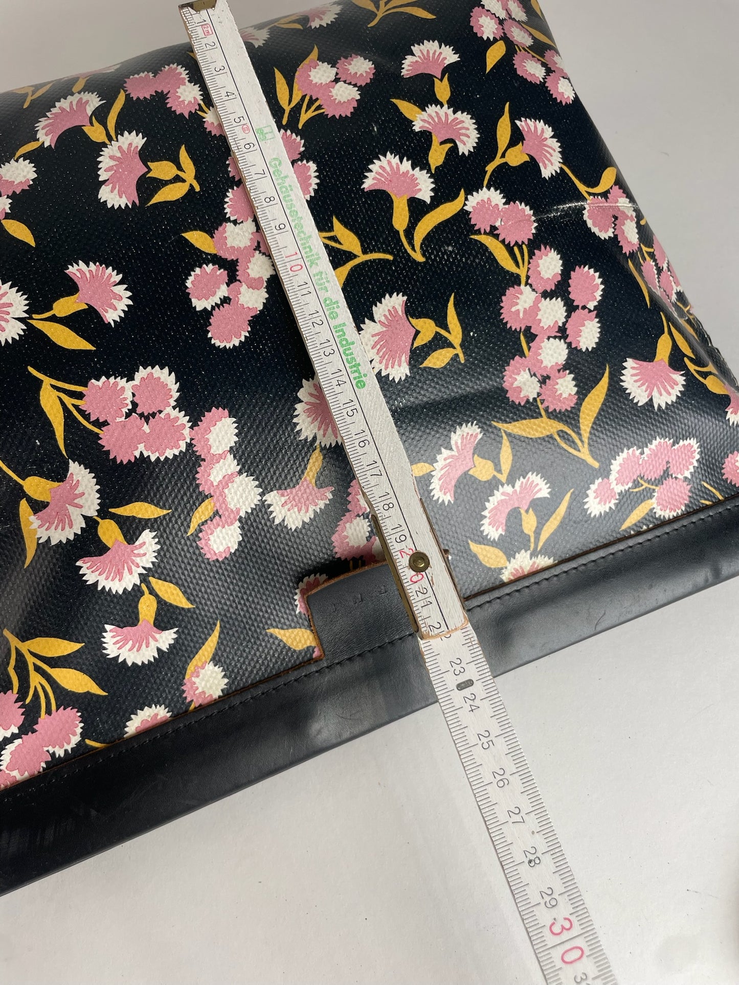 Vintage Marni Floral Leather Clutch Black Pink Green