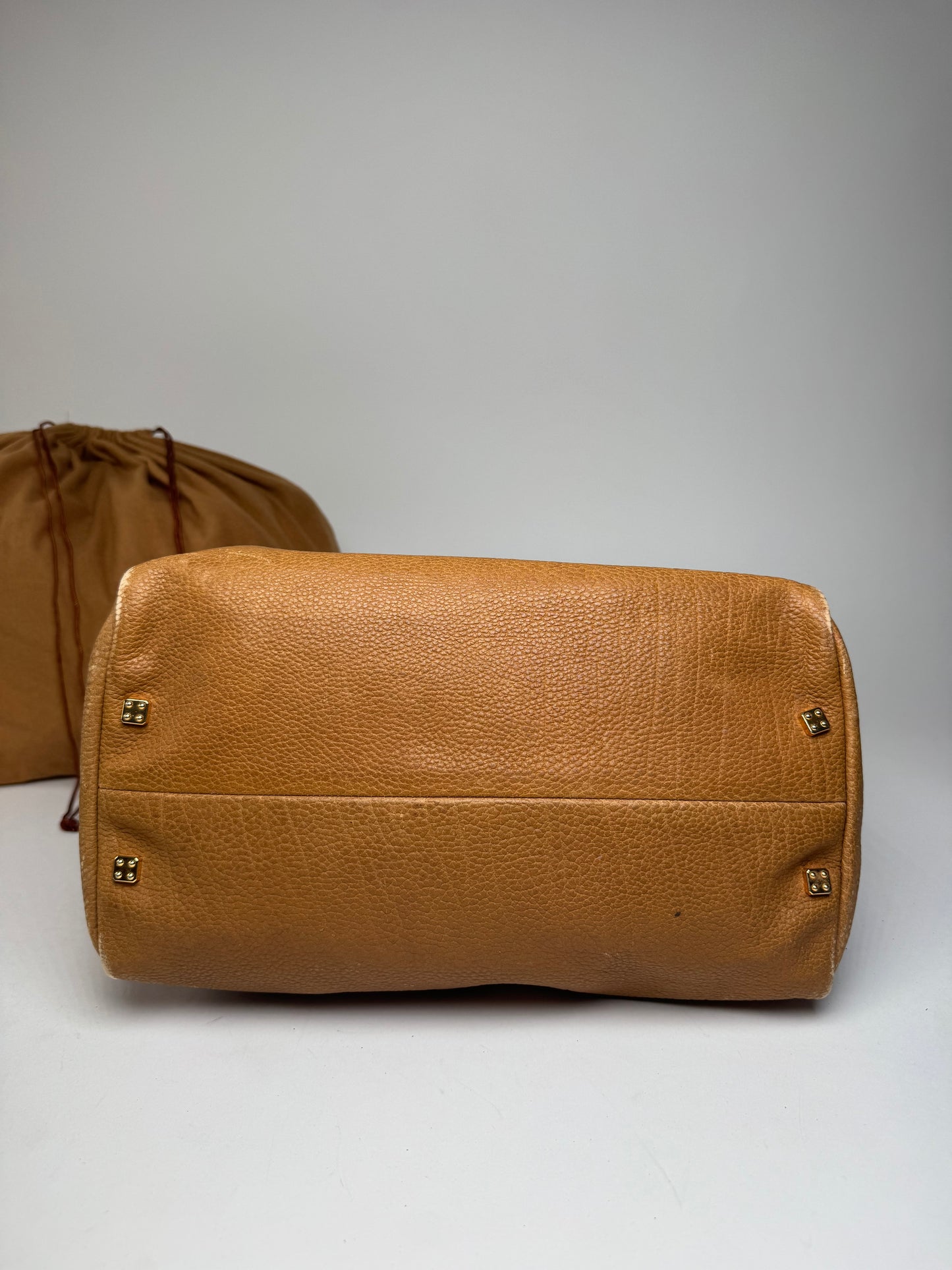 Vintage Loewe Madrid Mini Boston Bag camel