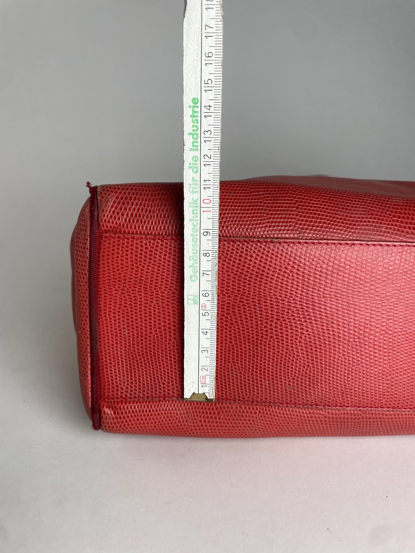 Vintage Salvatore Ferragamo Snake Emblossed Leather Handbag Red