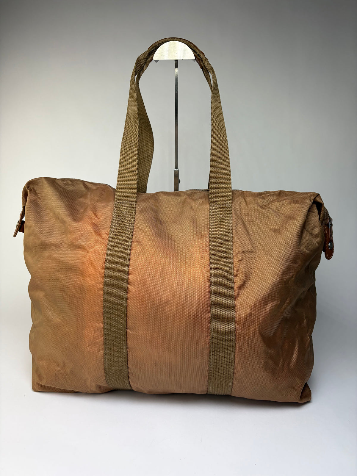 Vintage Courrèges Nylon Tote Bag Late 1990s Brown Orange