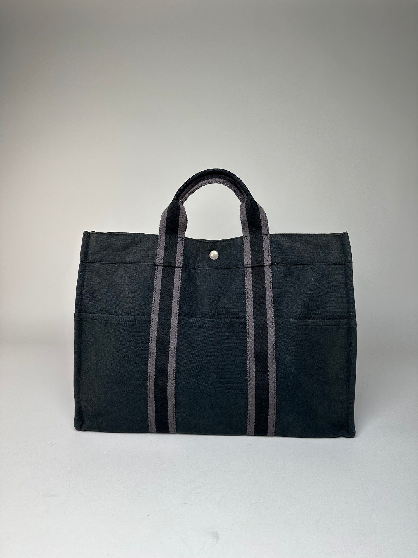 Vintage Hermes Canvas Tote Bag Black