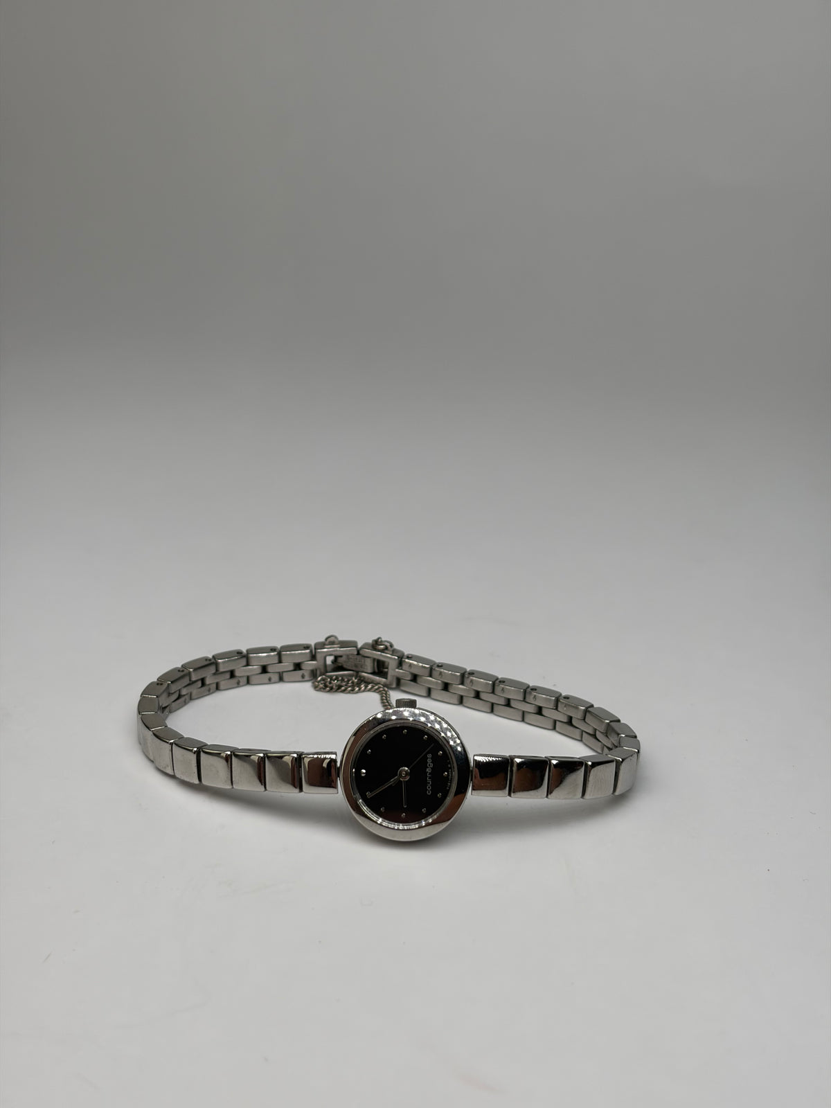 Vintage Courrèges Licensed Bracelet Watch Late 1990s Silver Black