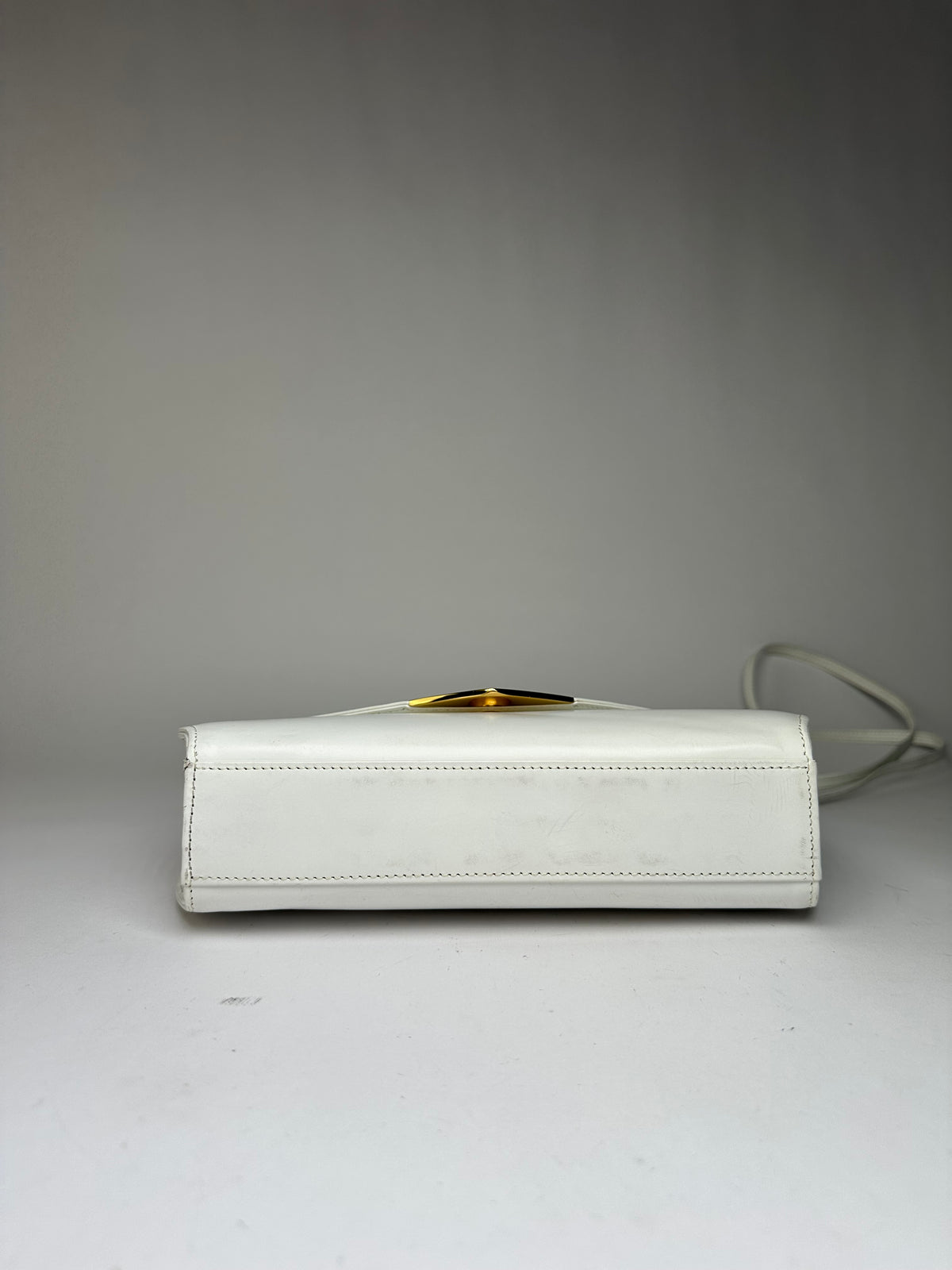 Vintage Givenchy Leather Flap Crossbody Bag Late 1970s White