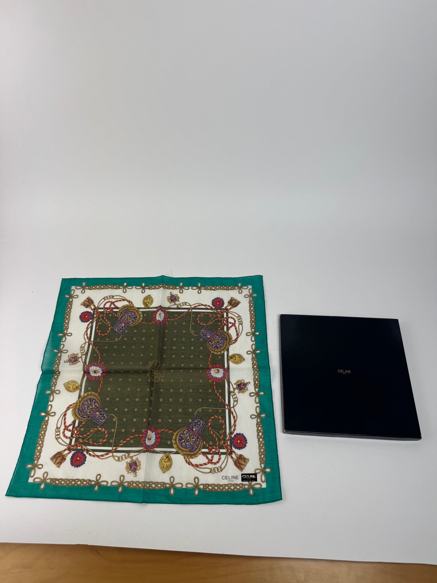 Vintage Celine Scarf Green White