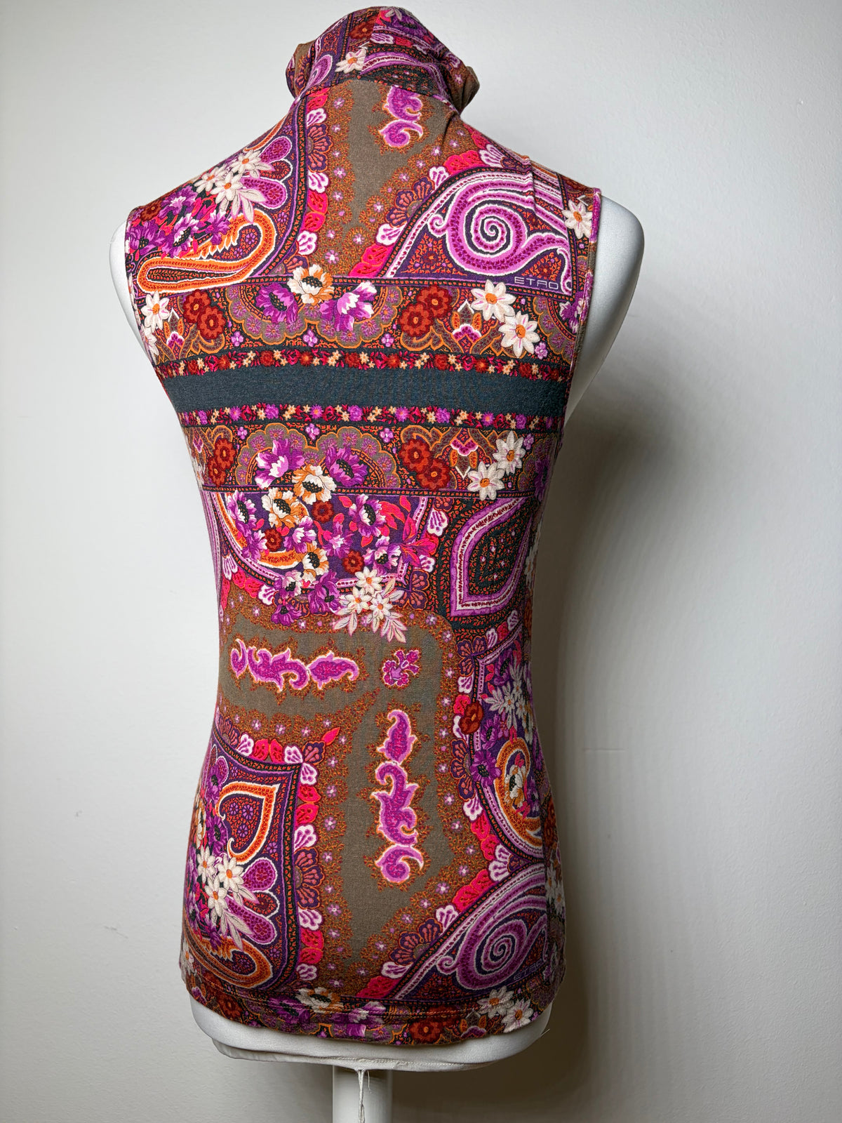 Vintage Etro Paisley Print Turtleneck Top Late 1990s Multicolor L
