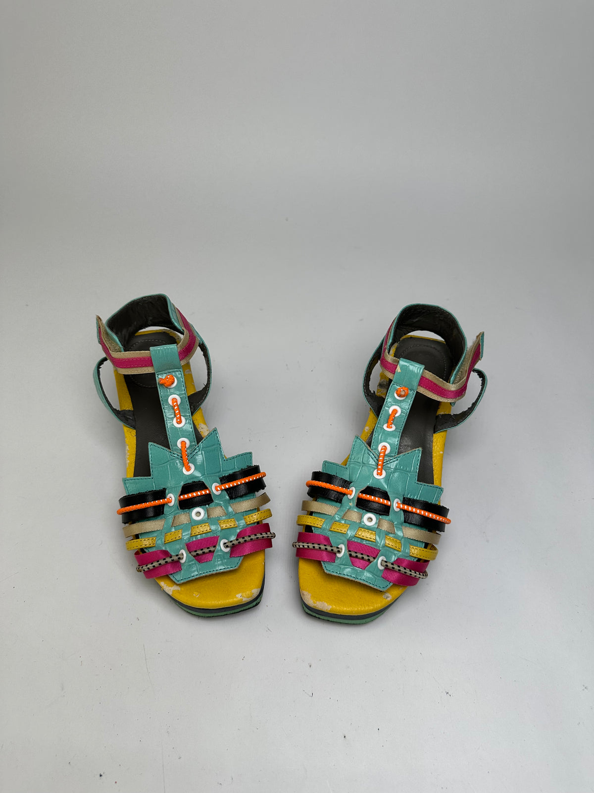 Vintage Issey Miyake Pleats Please Platform Wedge Sandal Early 2000s Multicolor EU36.5