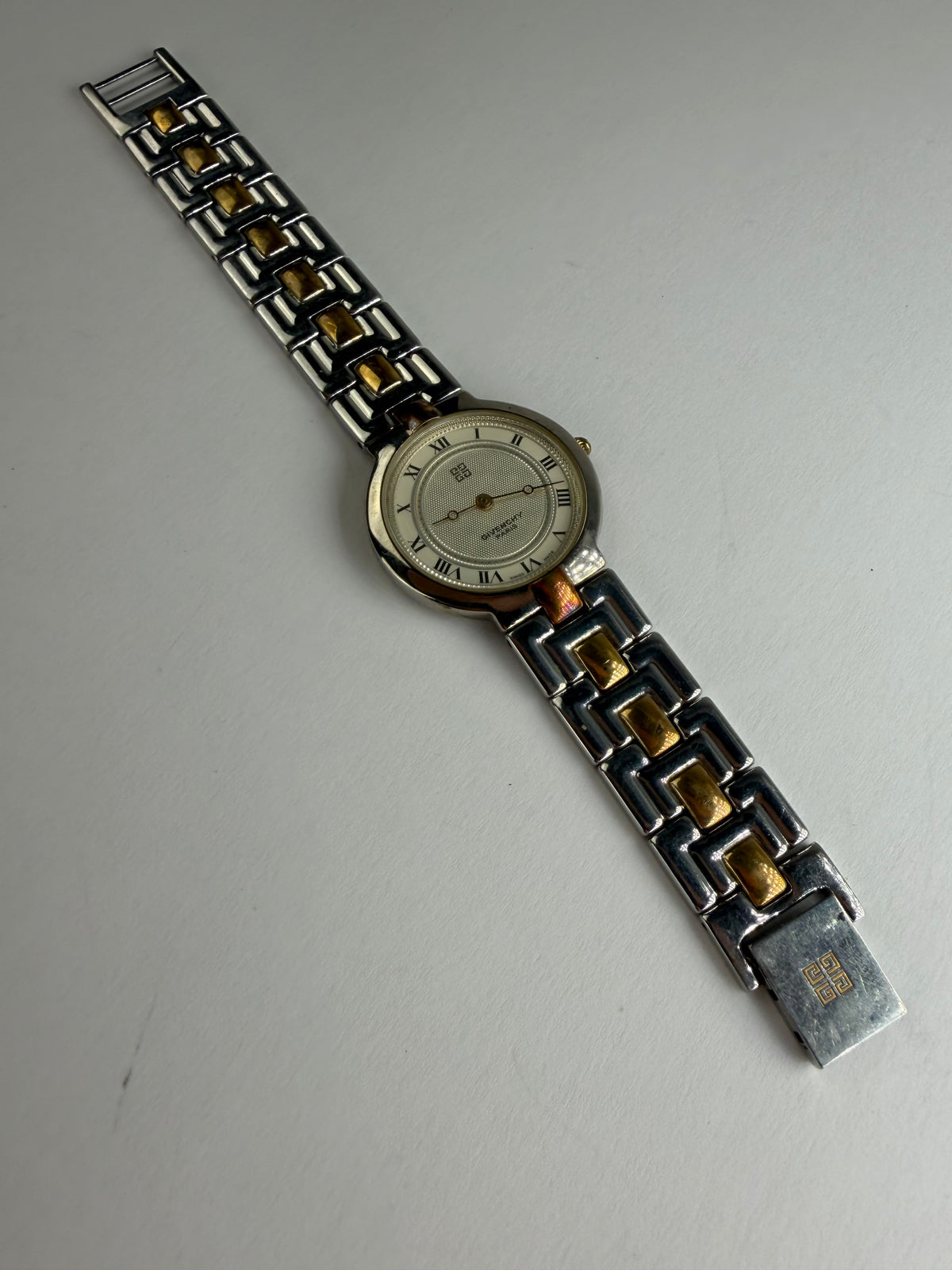 Vintage Givenchy Two-Tone Bracelet Watch Late 1980s Silver Gold