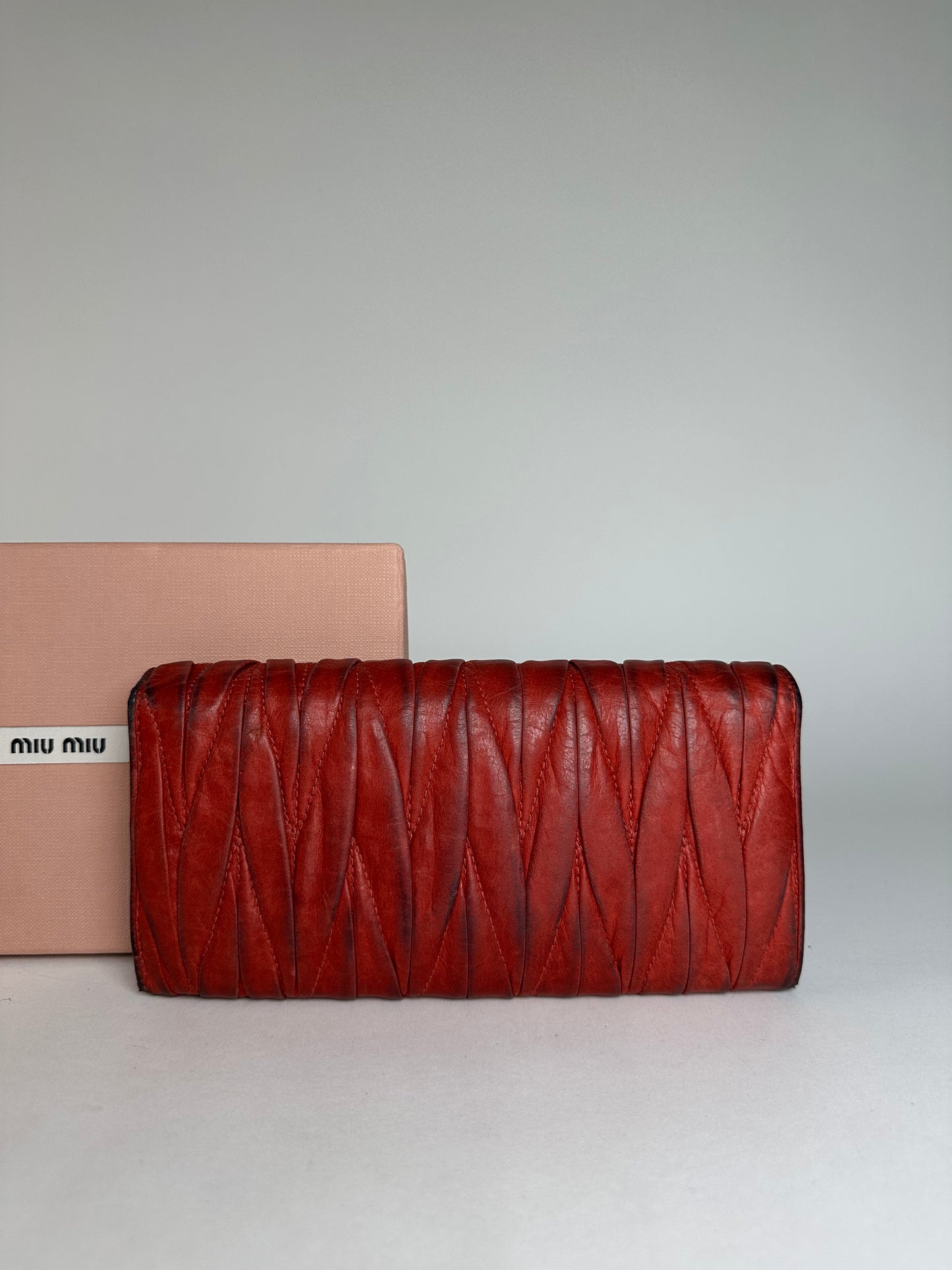 Vintage Miu Miu Metallasse Leather Wallet Red