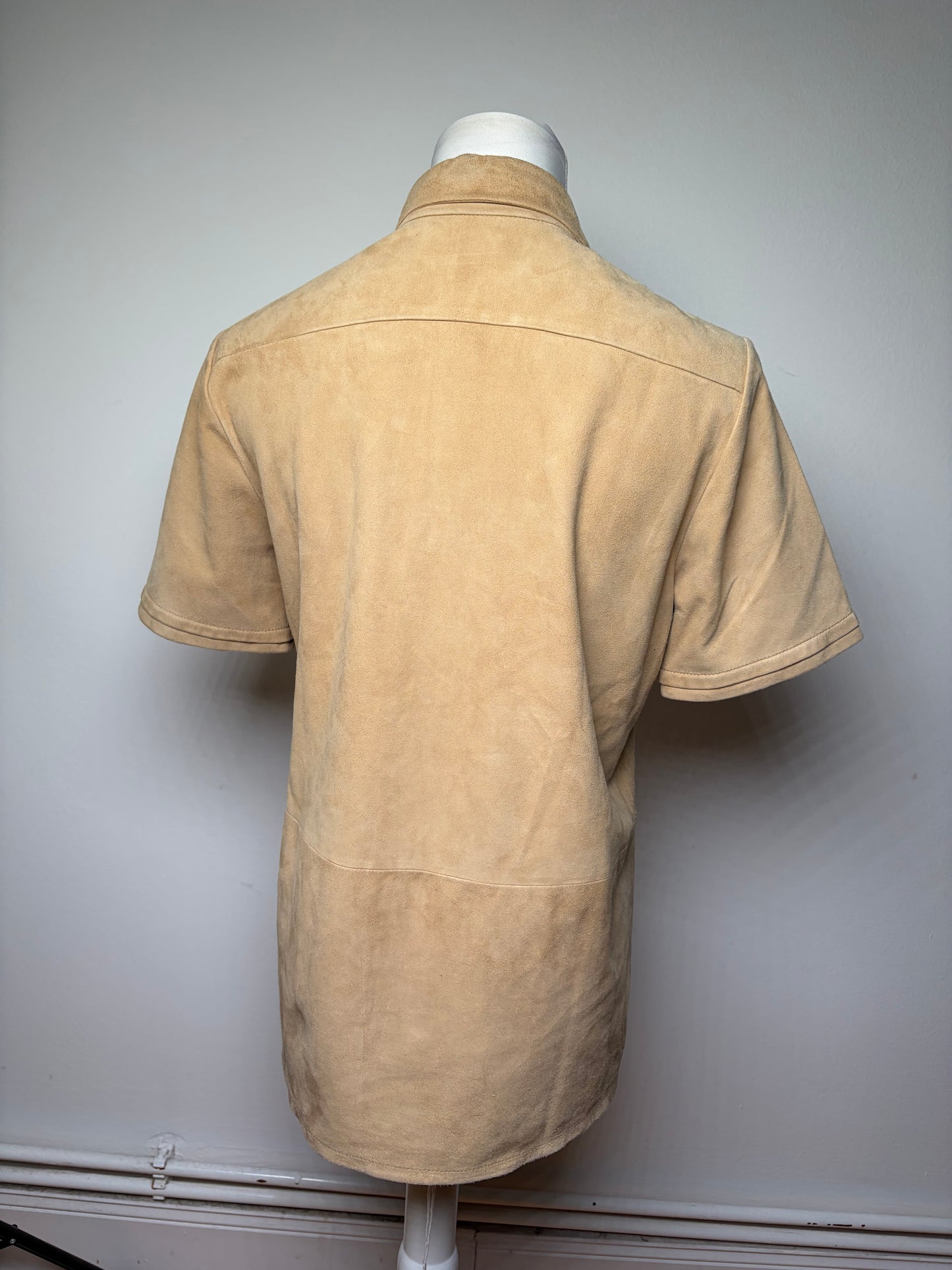 Vintage Loewe Suede Short Sleeve Shirt Beige S