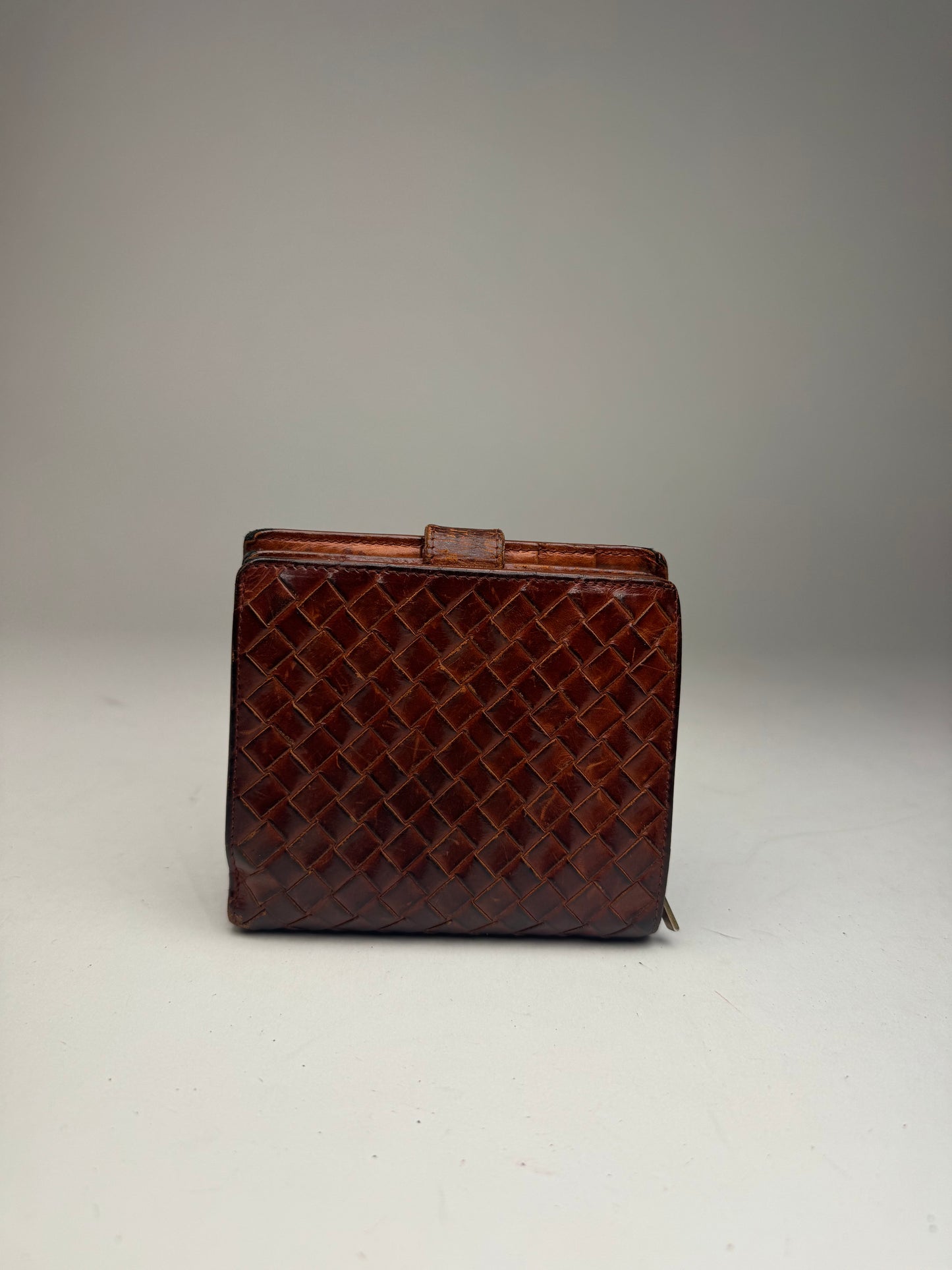Vintage Bottega Veneta Intrecciato Leather Wallet Brown